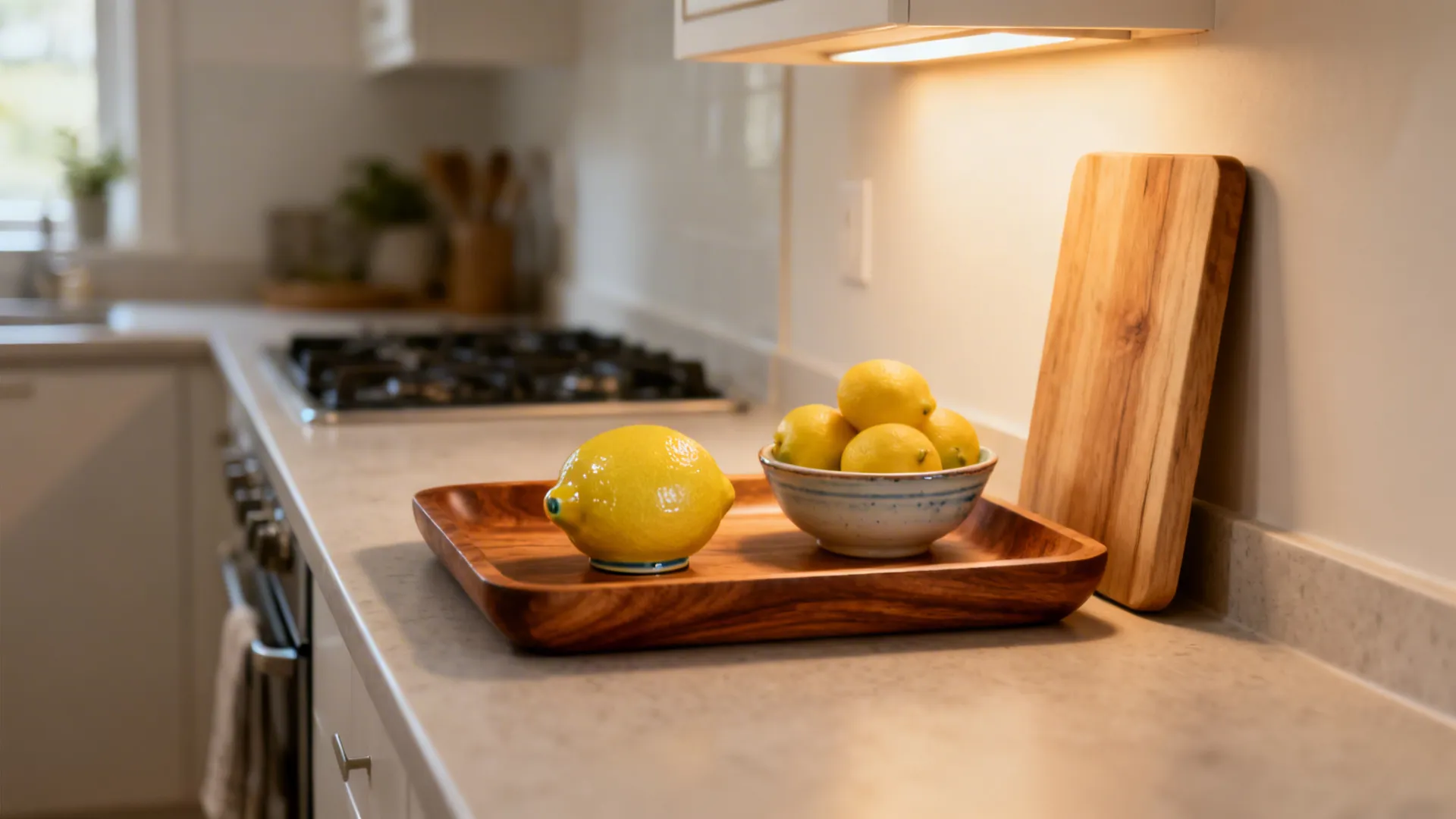 3) Space-Savvy Layout with Citrusy Counter Moments