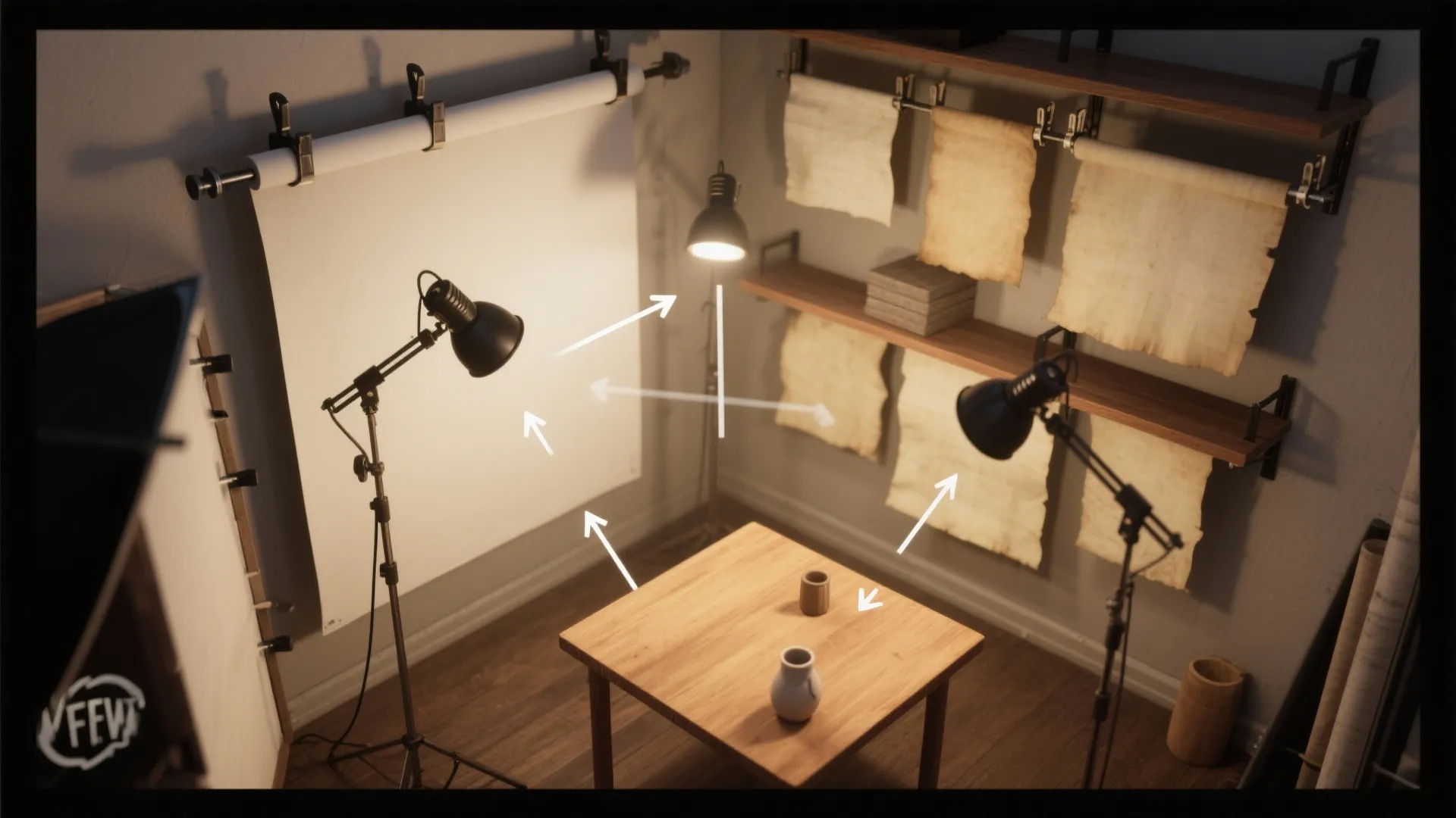 3. Clamp Lights + Diffusion Panels