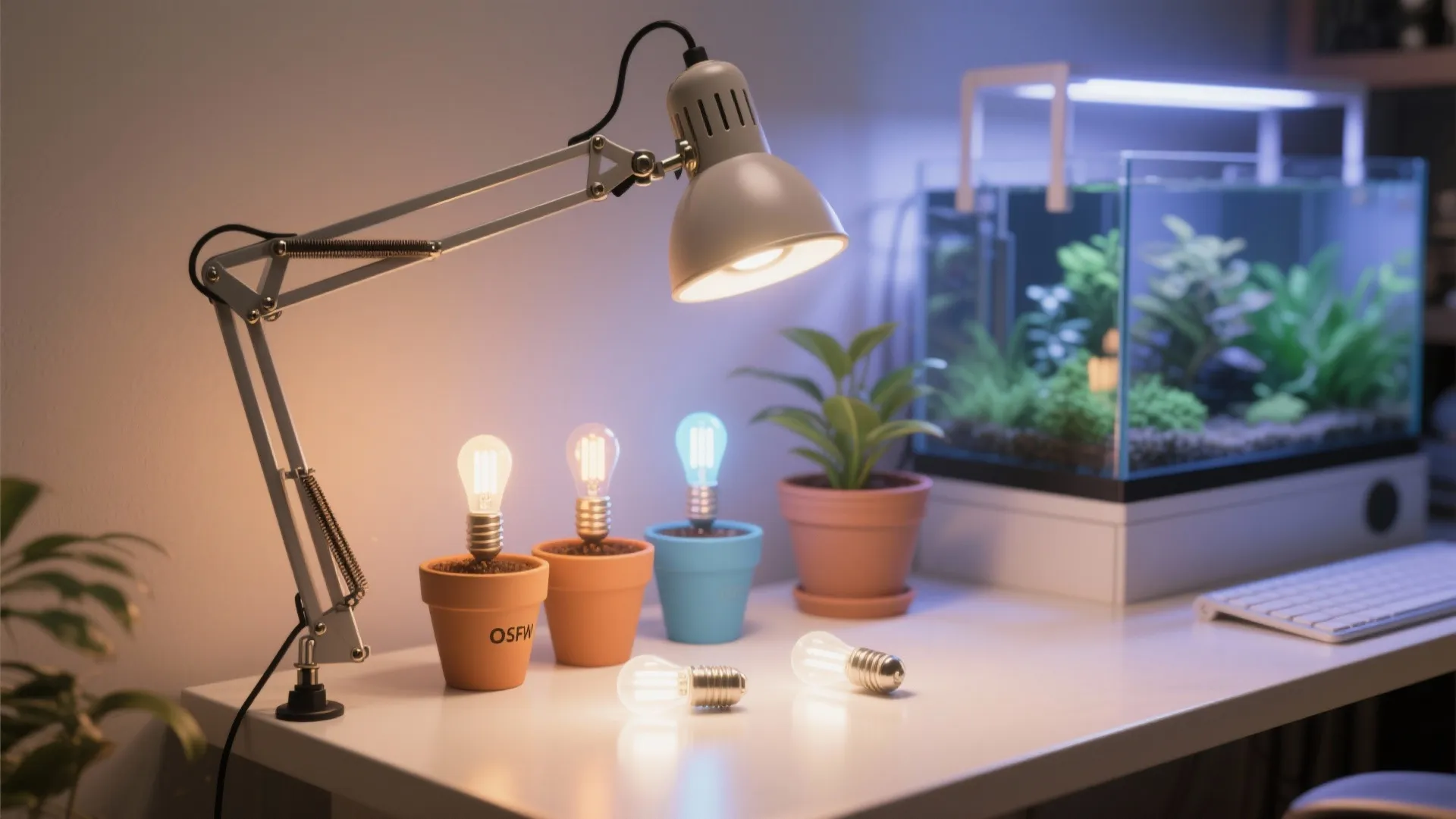 2. Clamp lamp with adjustable spectrum bulbs