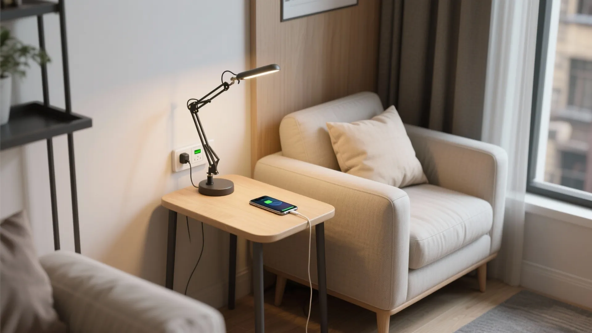 2. Integrated clamp lamp with USB charging