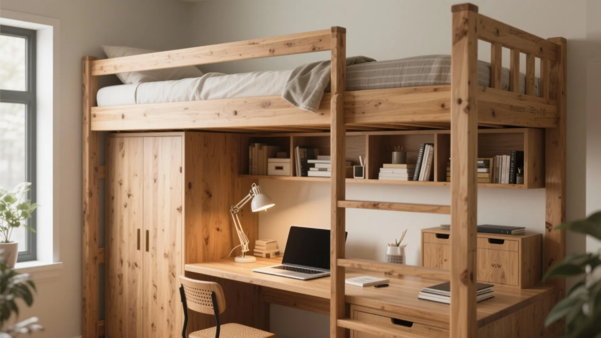 1. Classic Loft with Built-in Desk