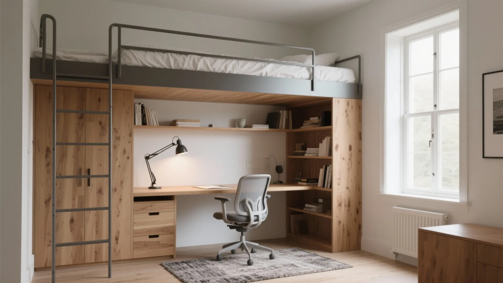 1. Classic Raised Loft with Study Zone