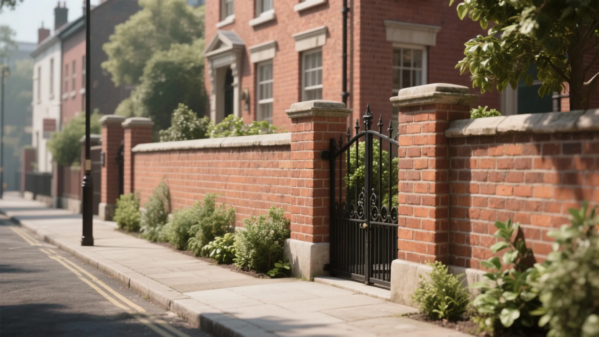 Classic Brick Fence with Soldier Course Caps