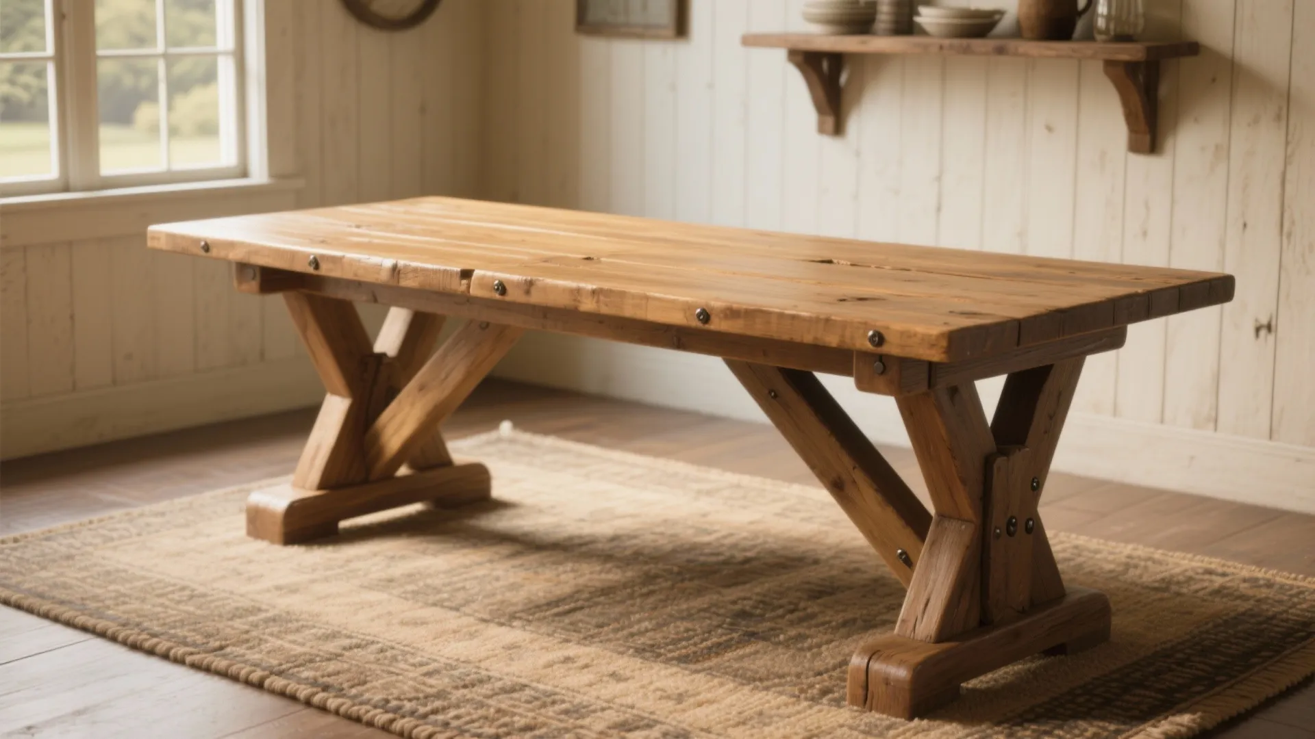 1. Classic Trestle Farm Table