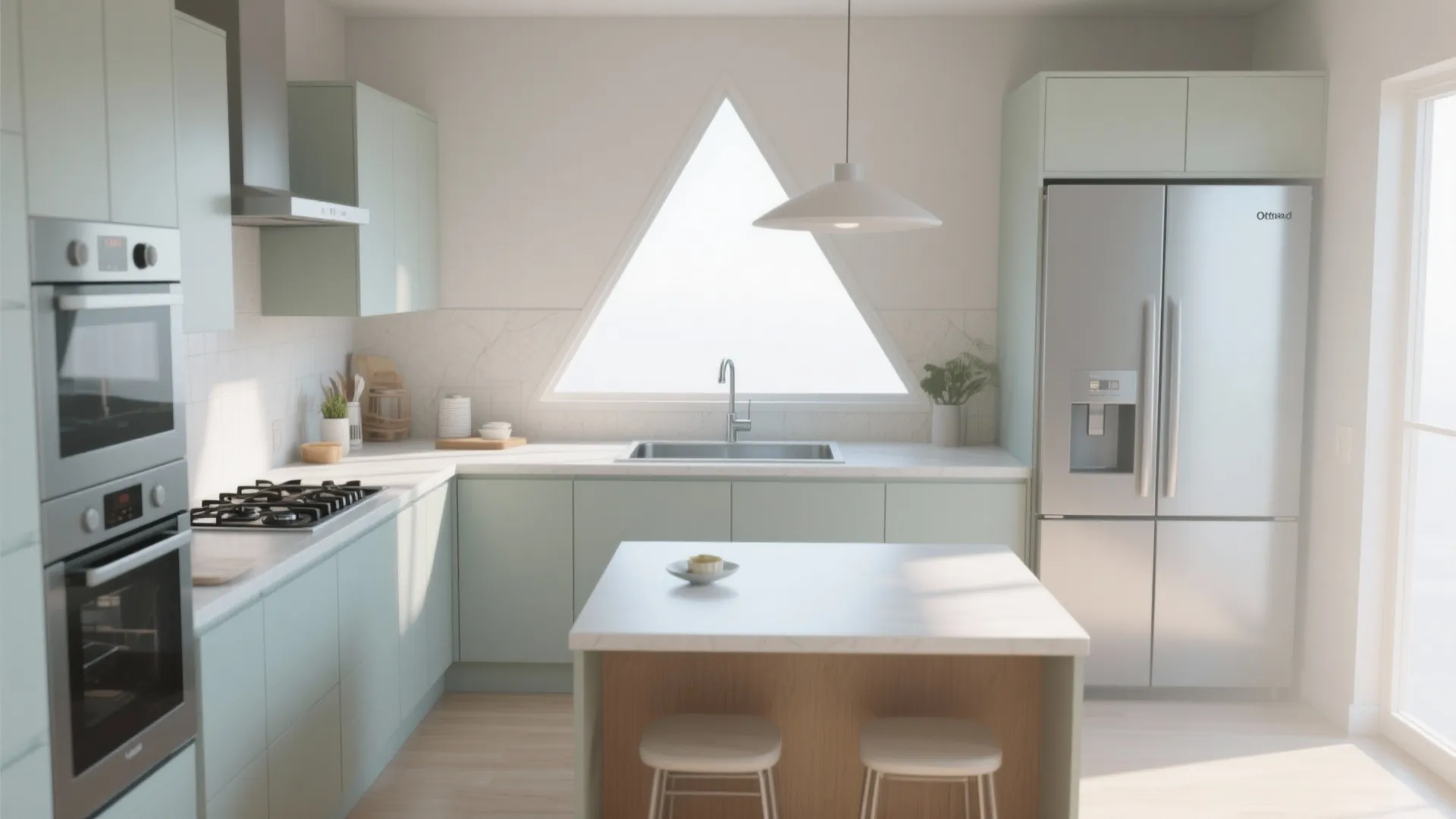 Modern kitchen showing the classic work triangle layout