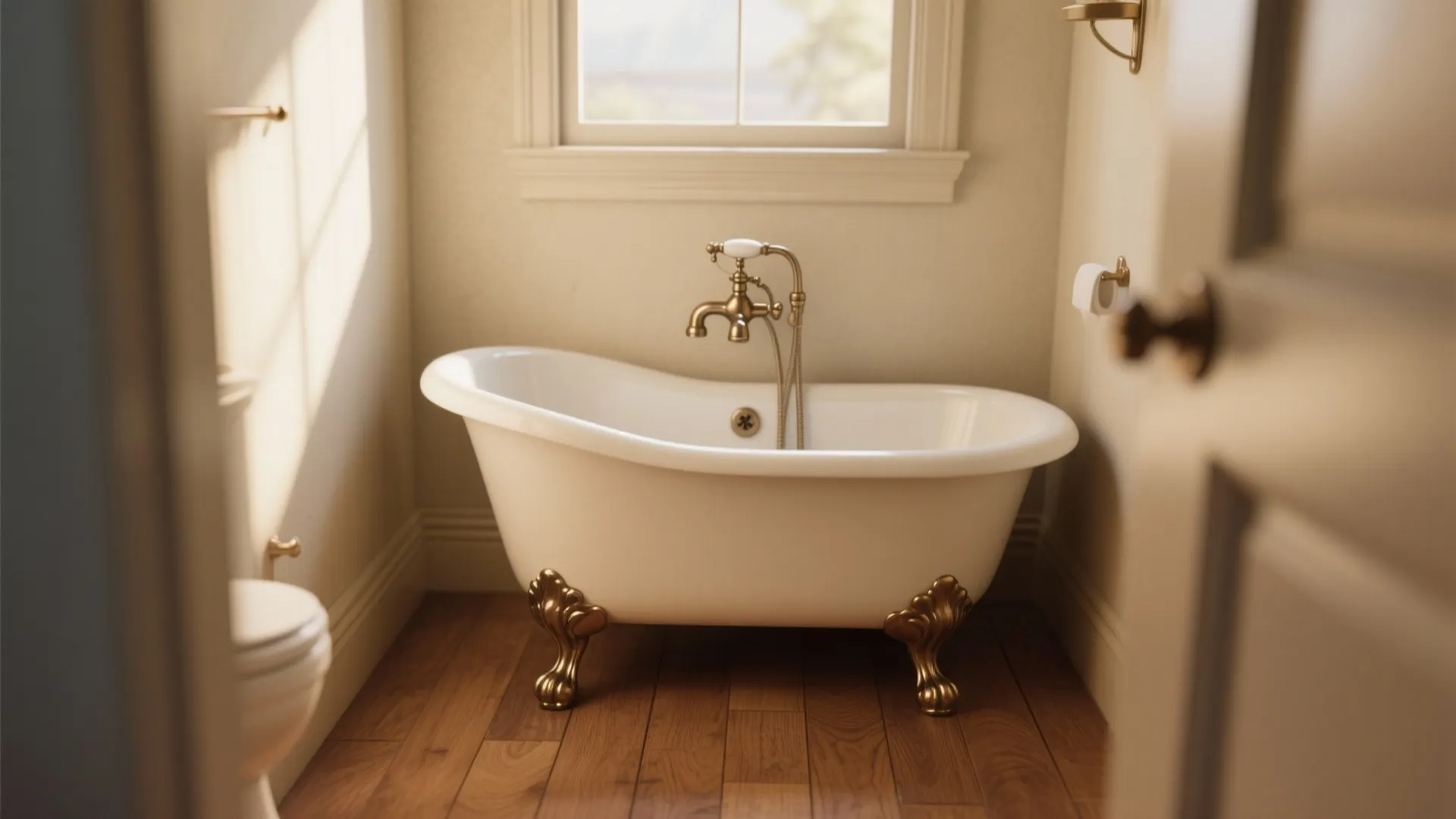 2. Mix a Clawfoot or Freestanding Tub with Compact Fixtures