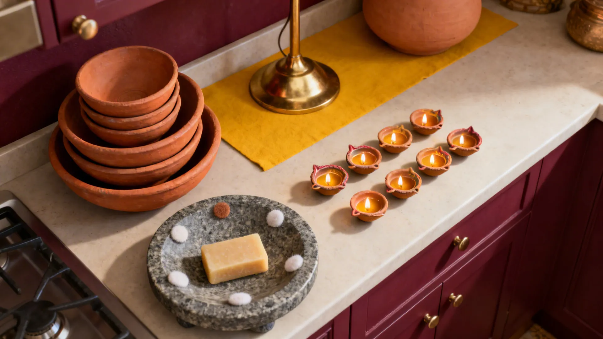 Clay Kalchatti and Terracotta Diya Tiers