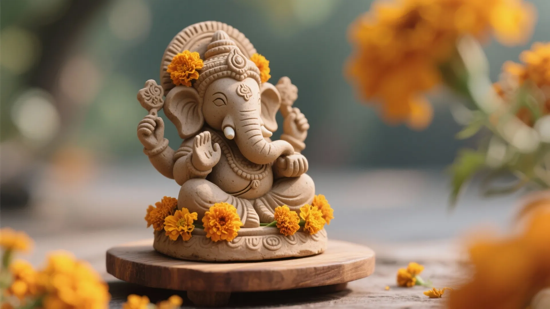 1. Eco‑friendly Clay Ganesh with Minimal Decor