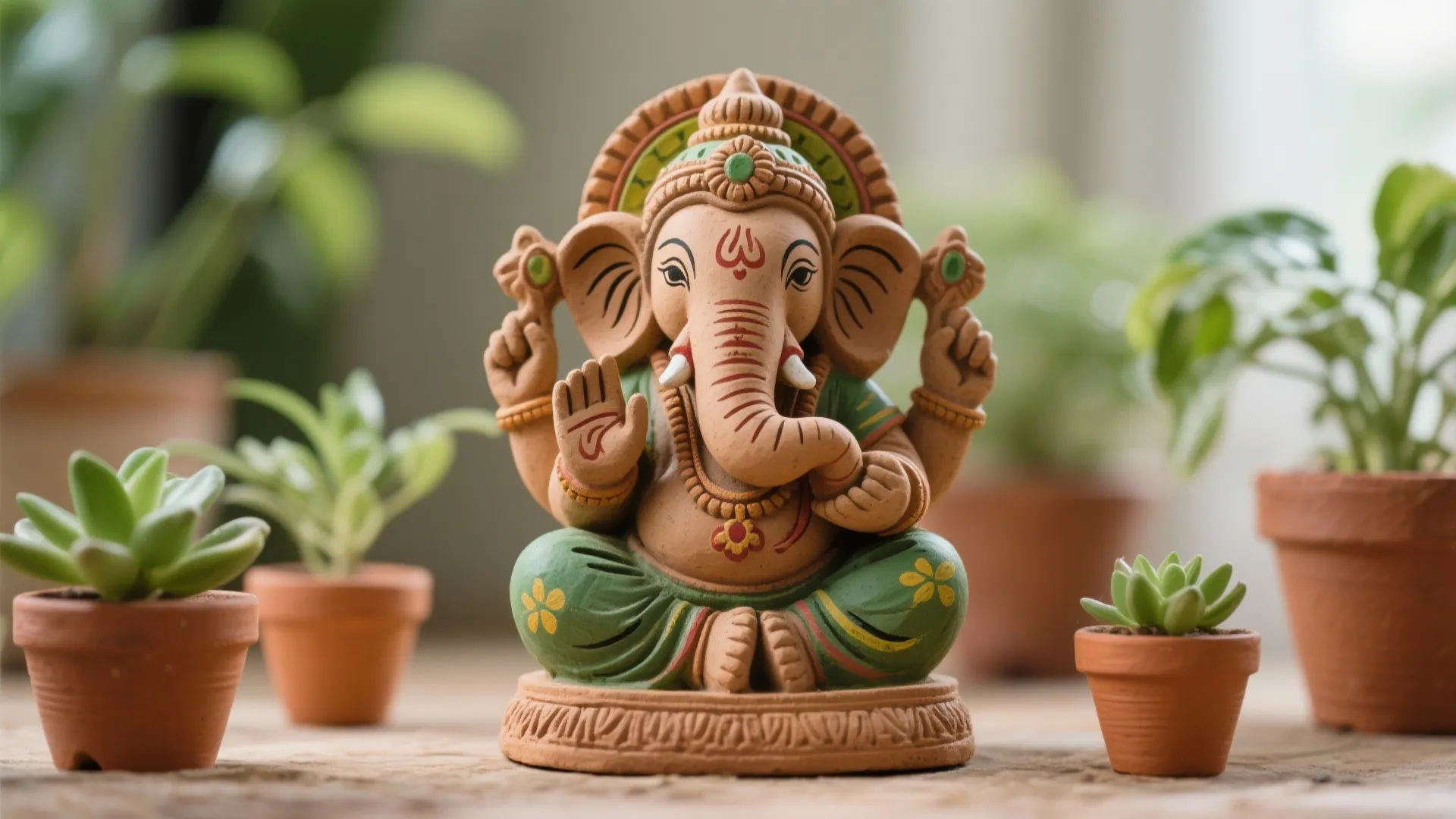 Eco-Friendly Clay Ganpati Setup