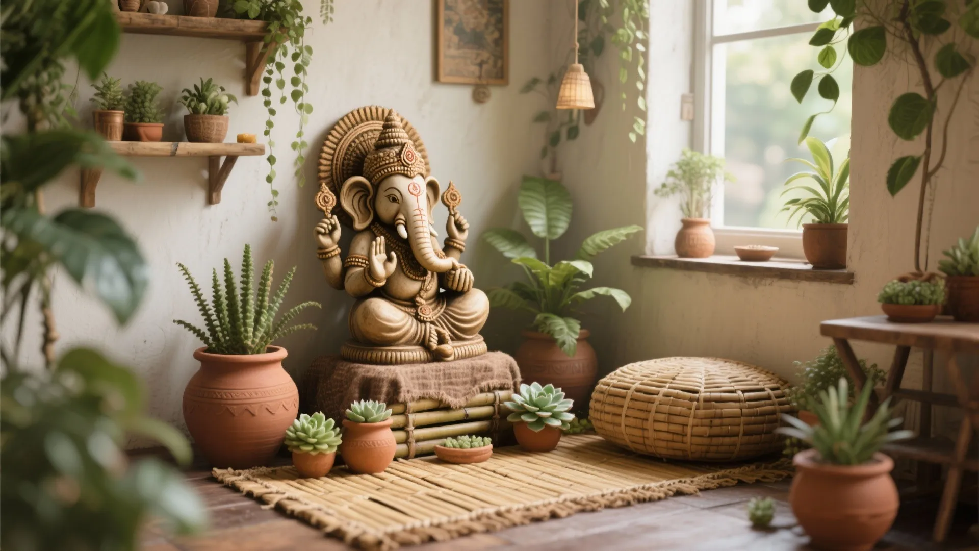 Nature-Inspired Clay & Plant Setting