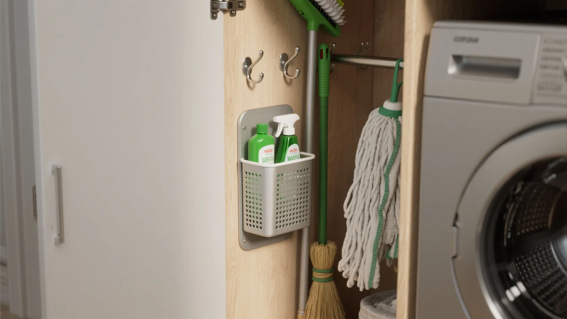 4. Cleaning caddy pocket and vertical tool hooks