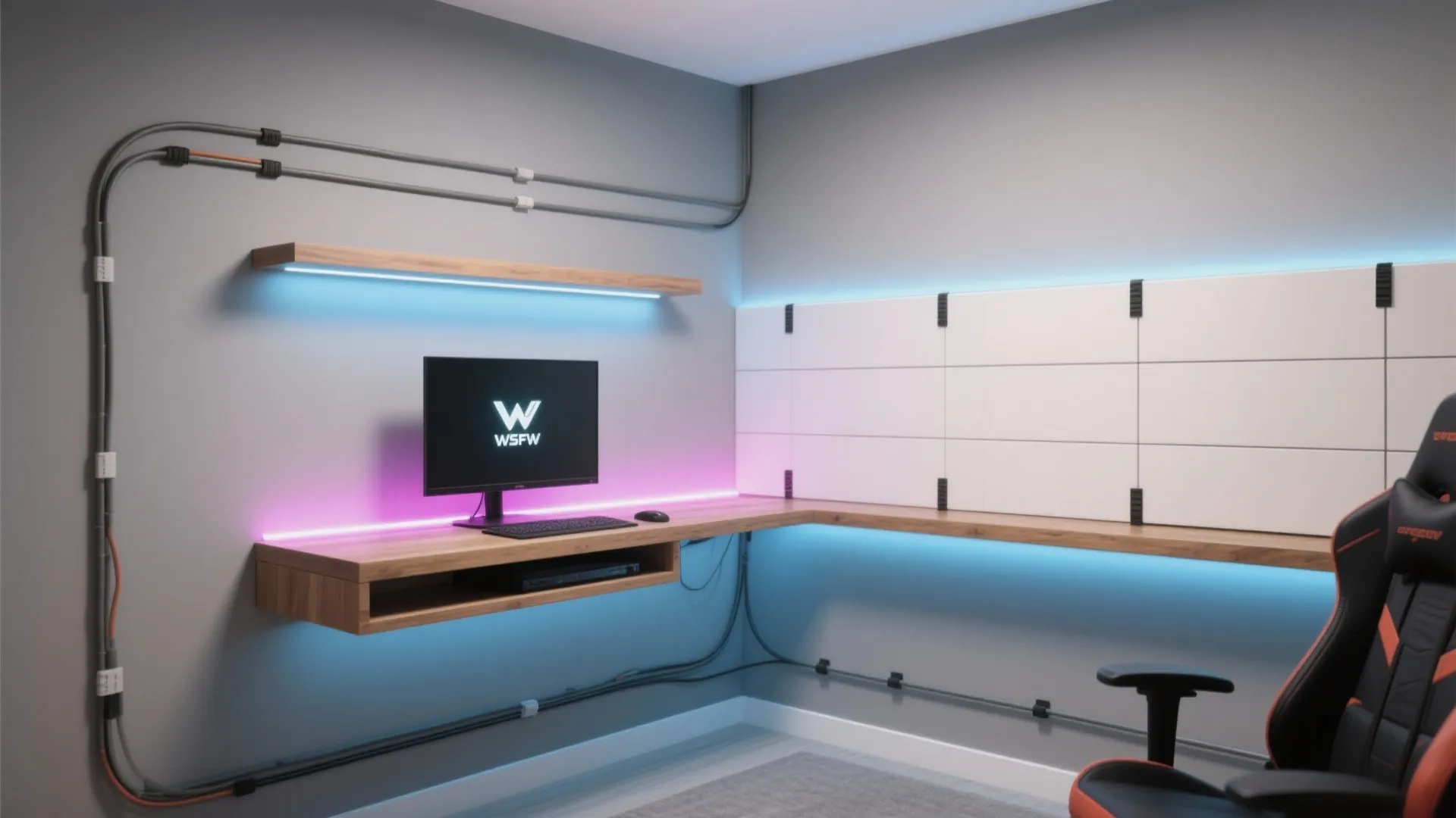 Minimalist Cable-Managed LED Wall