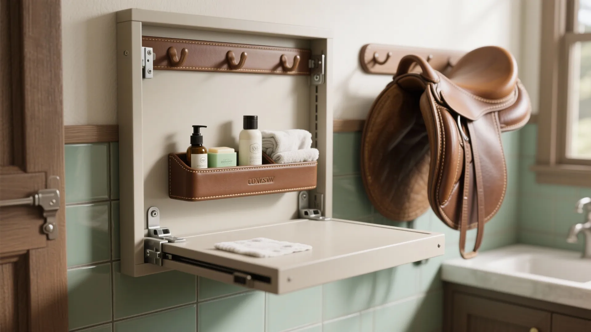 Fold-Down Cleaning Station and Saddle Valet