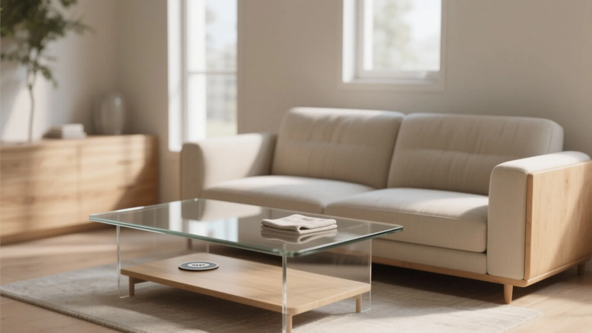 1. Clear coffee table to expand sightlines
