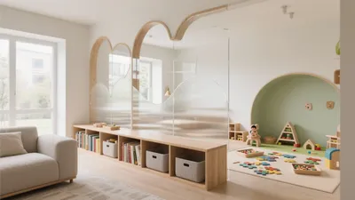 Modern Playroom Design with Soft Curves and Natural Light