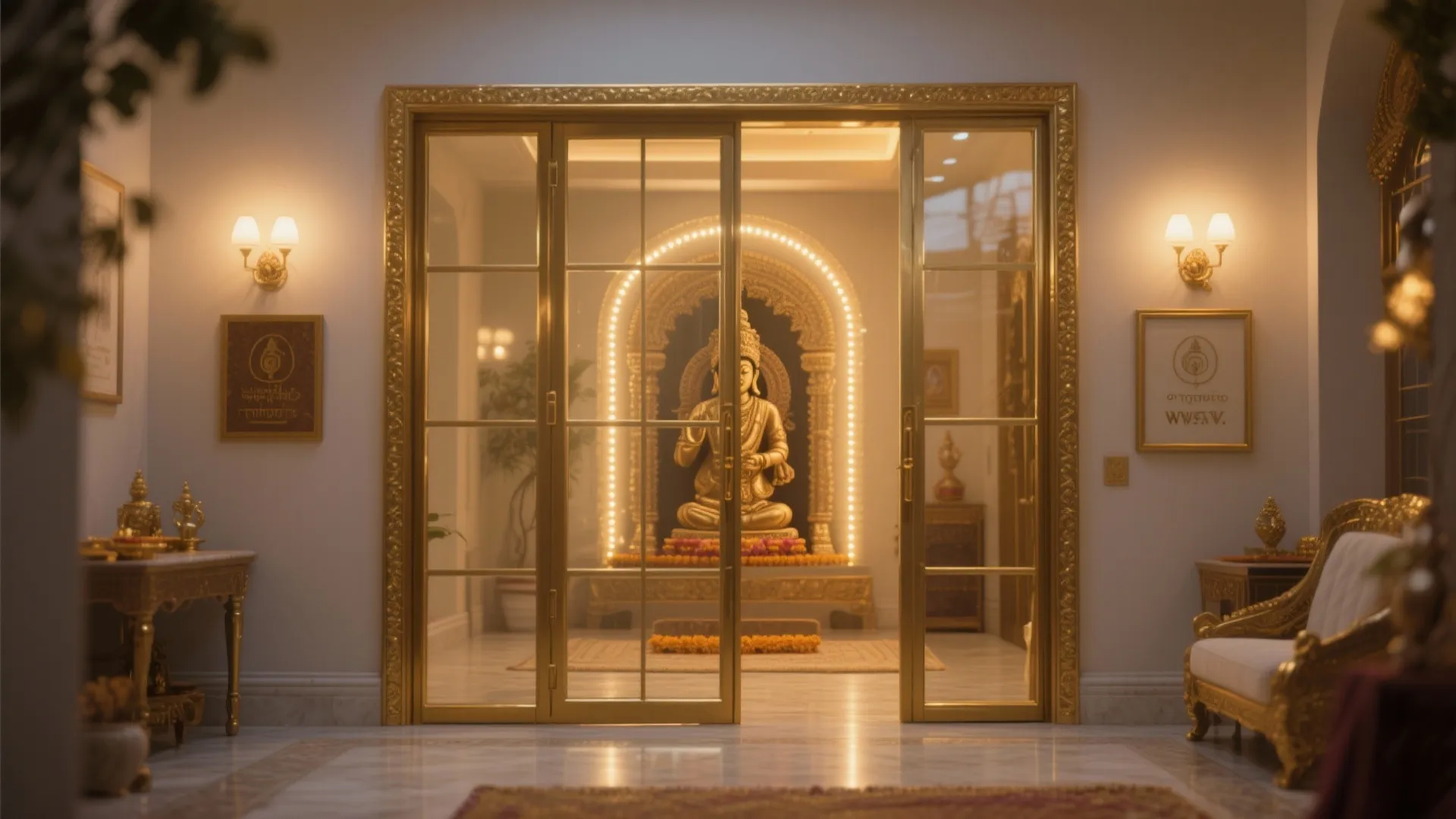 Clear Glass with Brass Frame Detailing