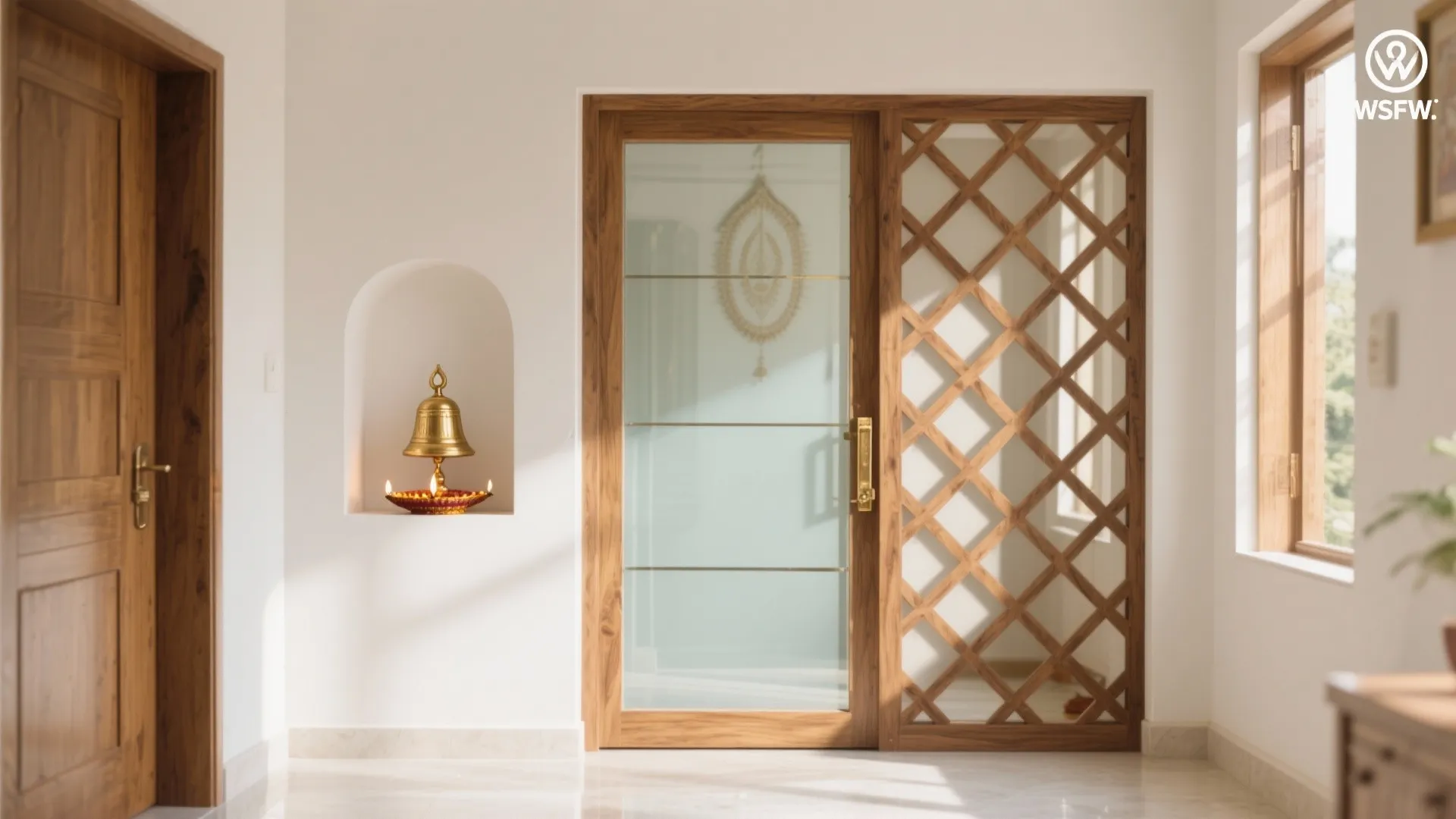 Clear Glass with Timber Lattice