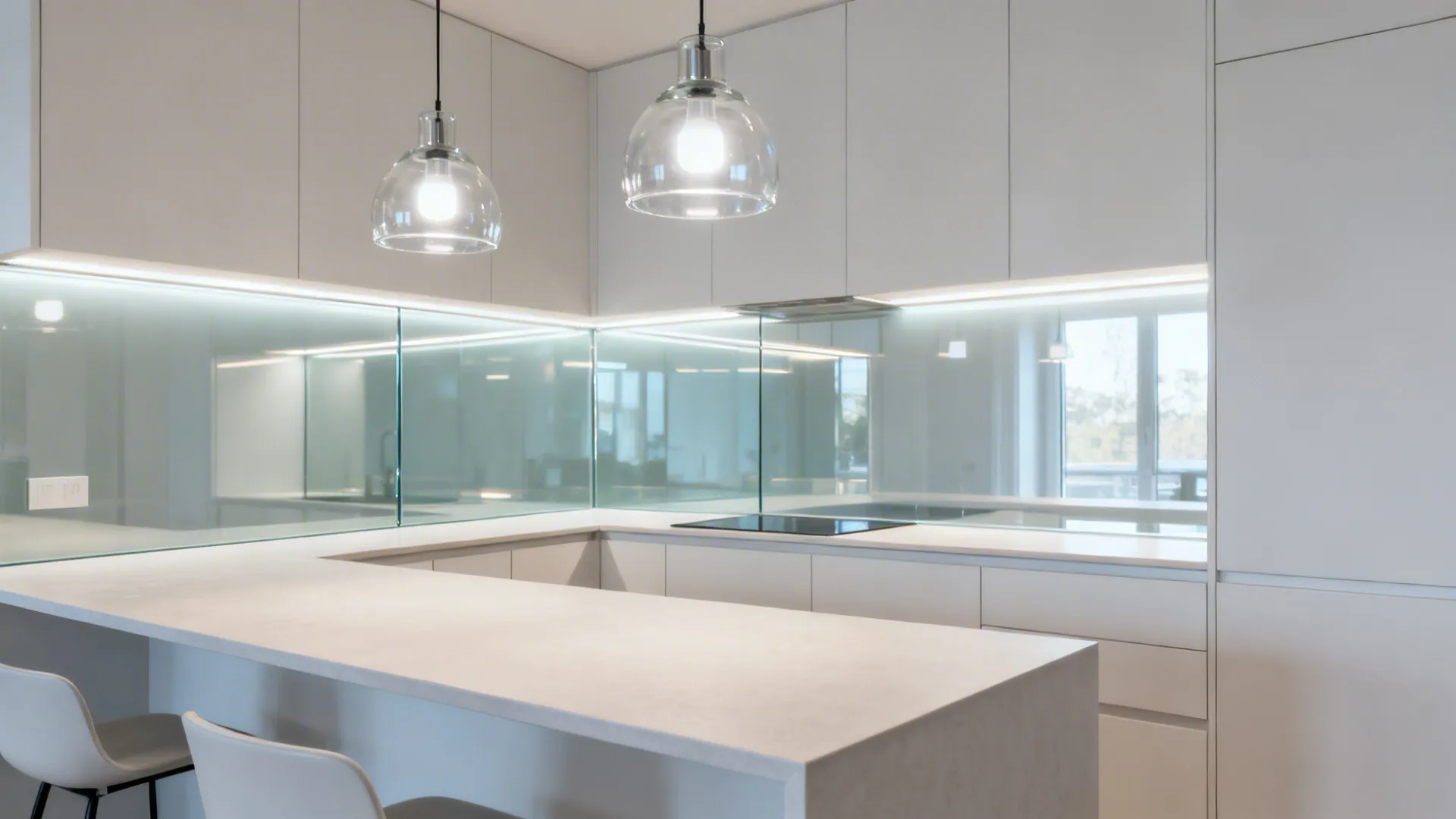 Glass shades to keep sightlines open