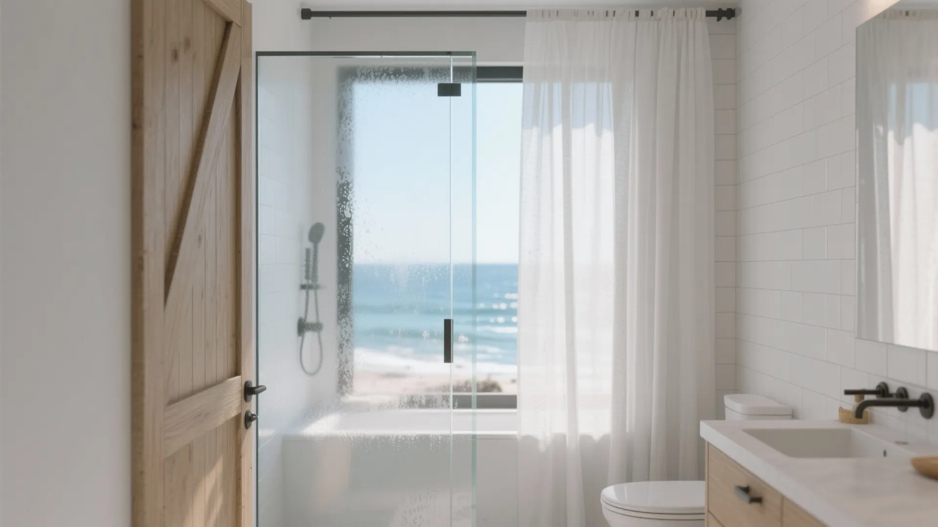 2. Clear Glass with Sheer Curtain Combo