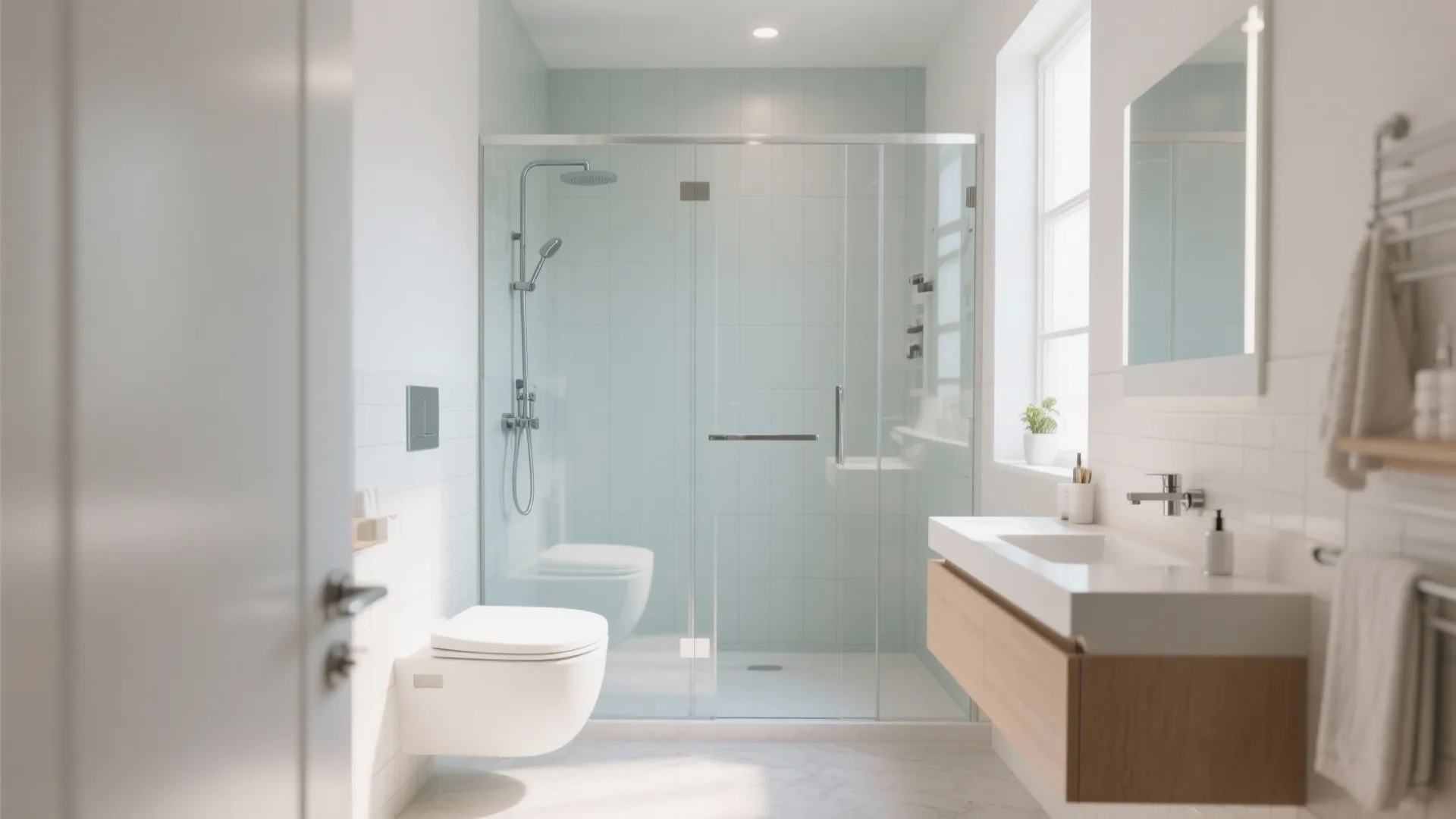 5. Clear Glass Shower Partition