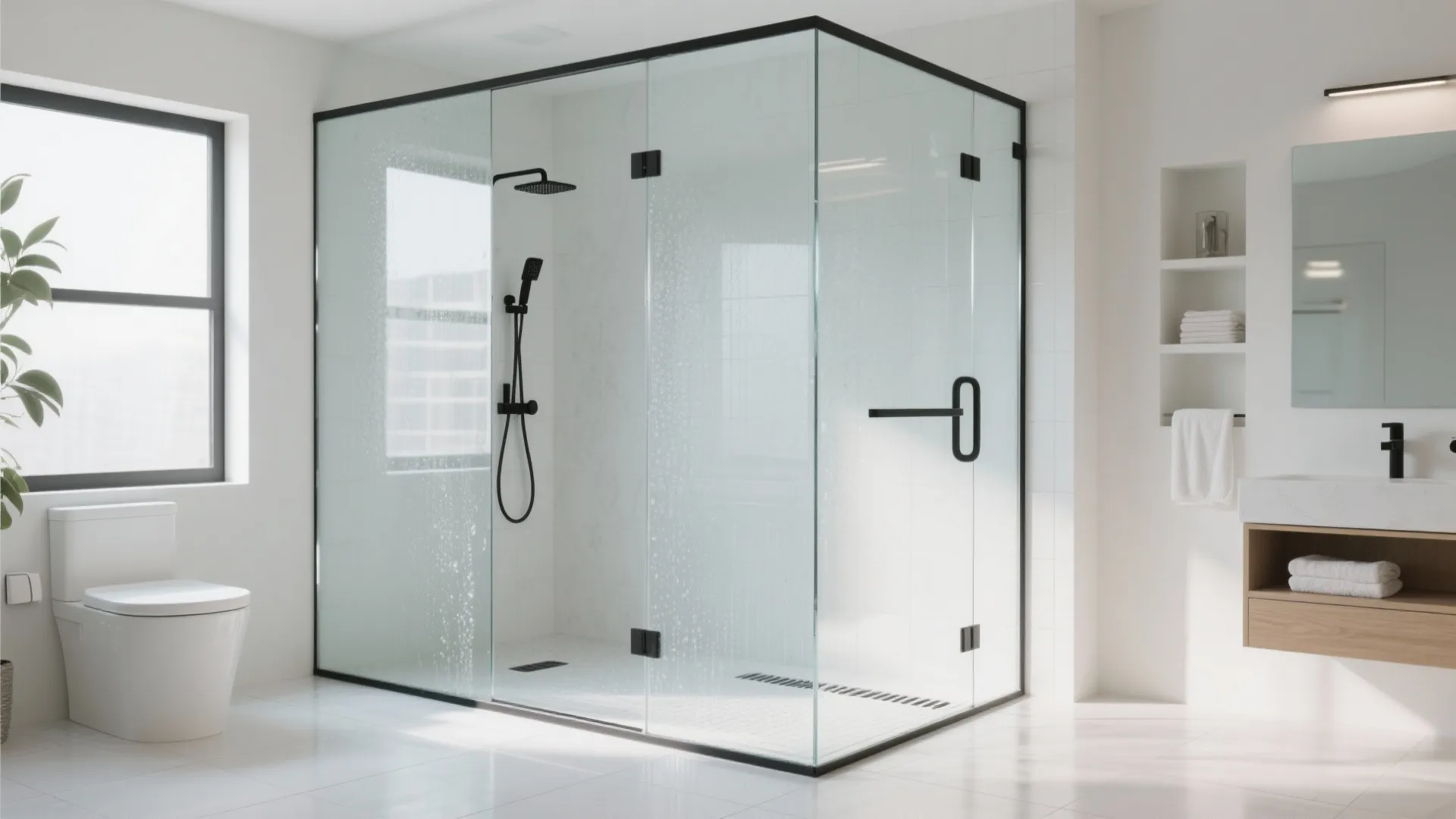 Glass Partition and Clear Shower Zones