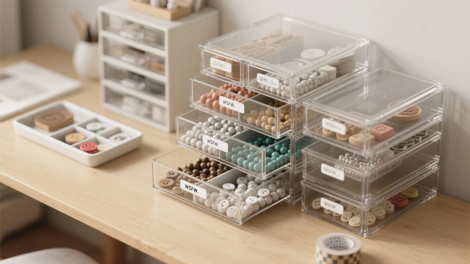 2. Clear modular bins and drawer inserts