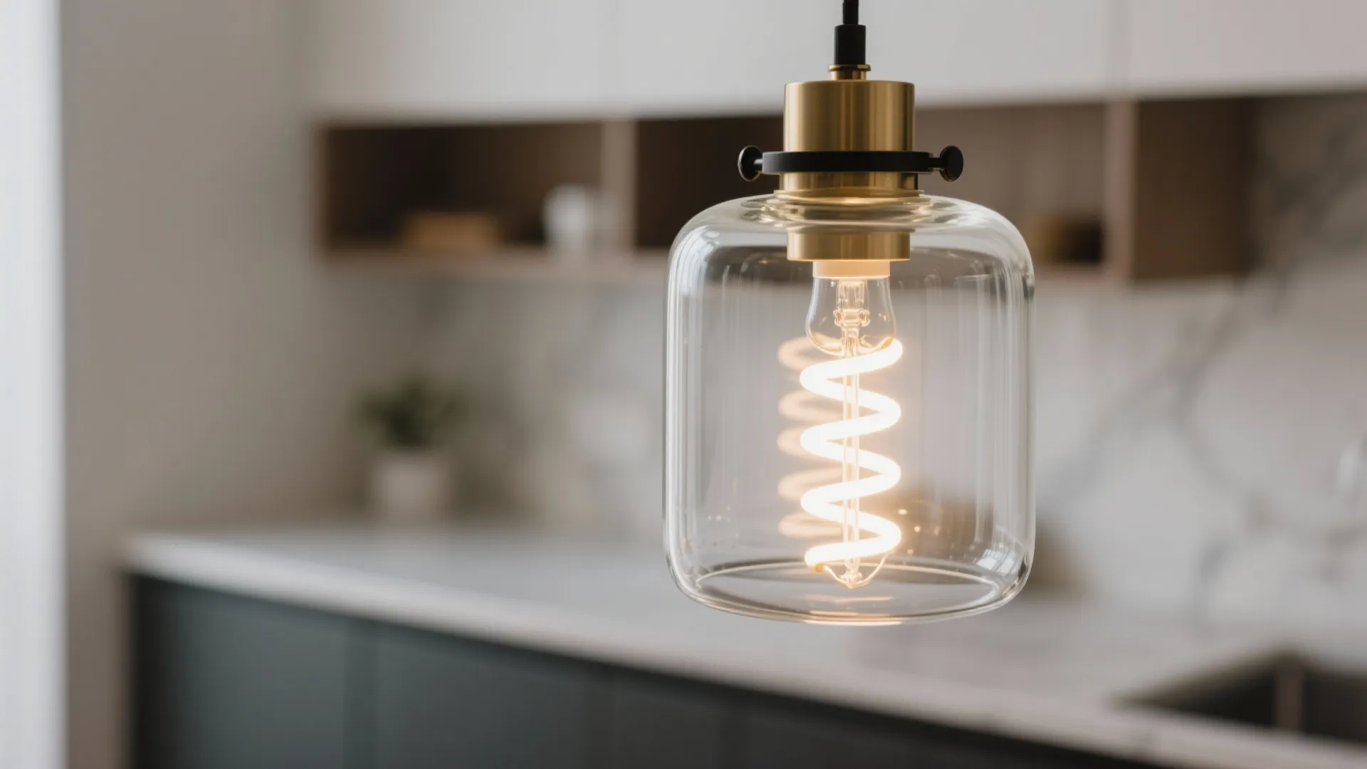Clear glass pendants with decorative LED filaments