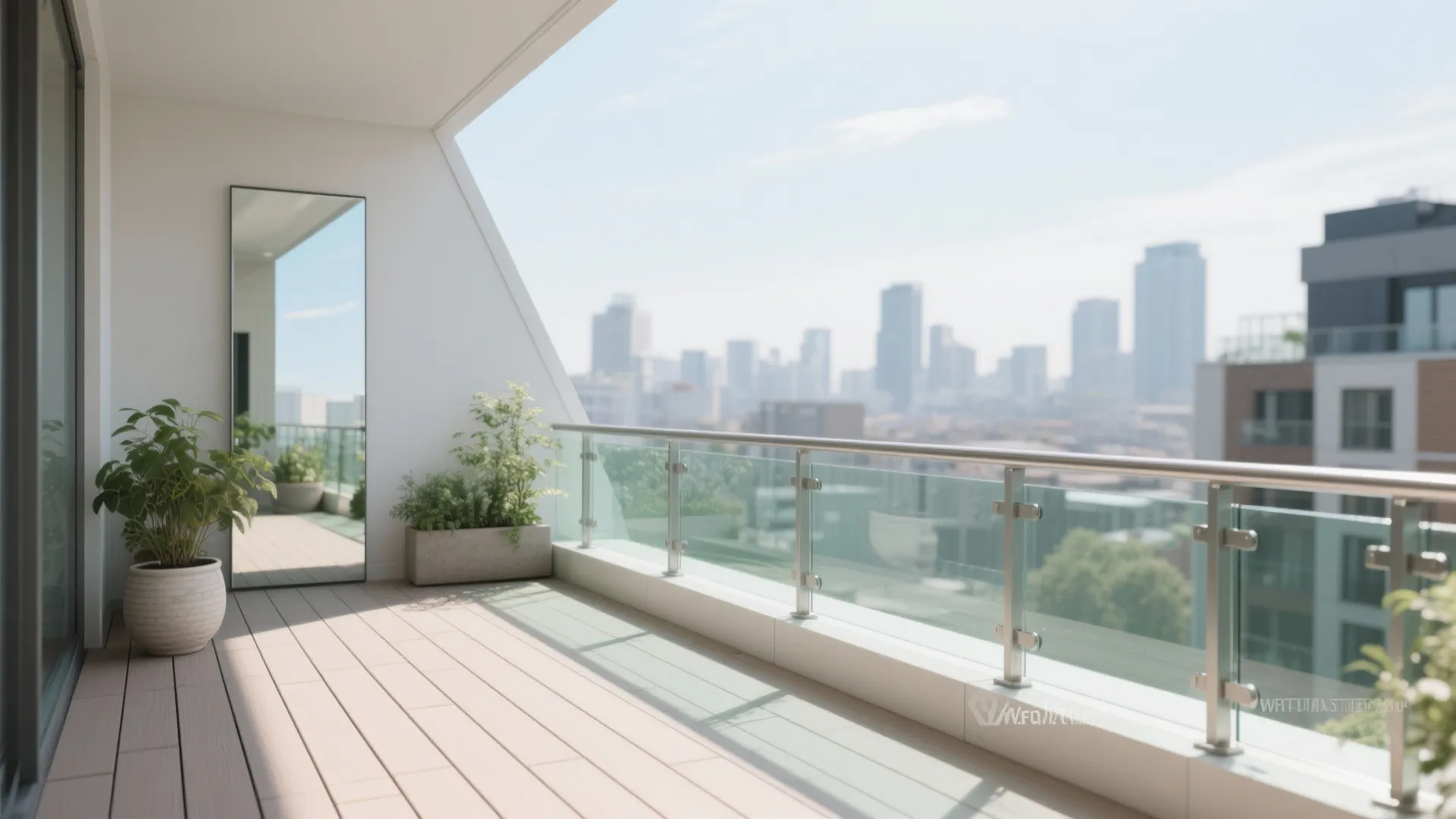 Transparent guardrails and light-reflecting surfaces