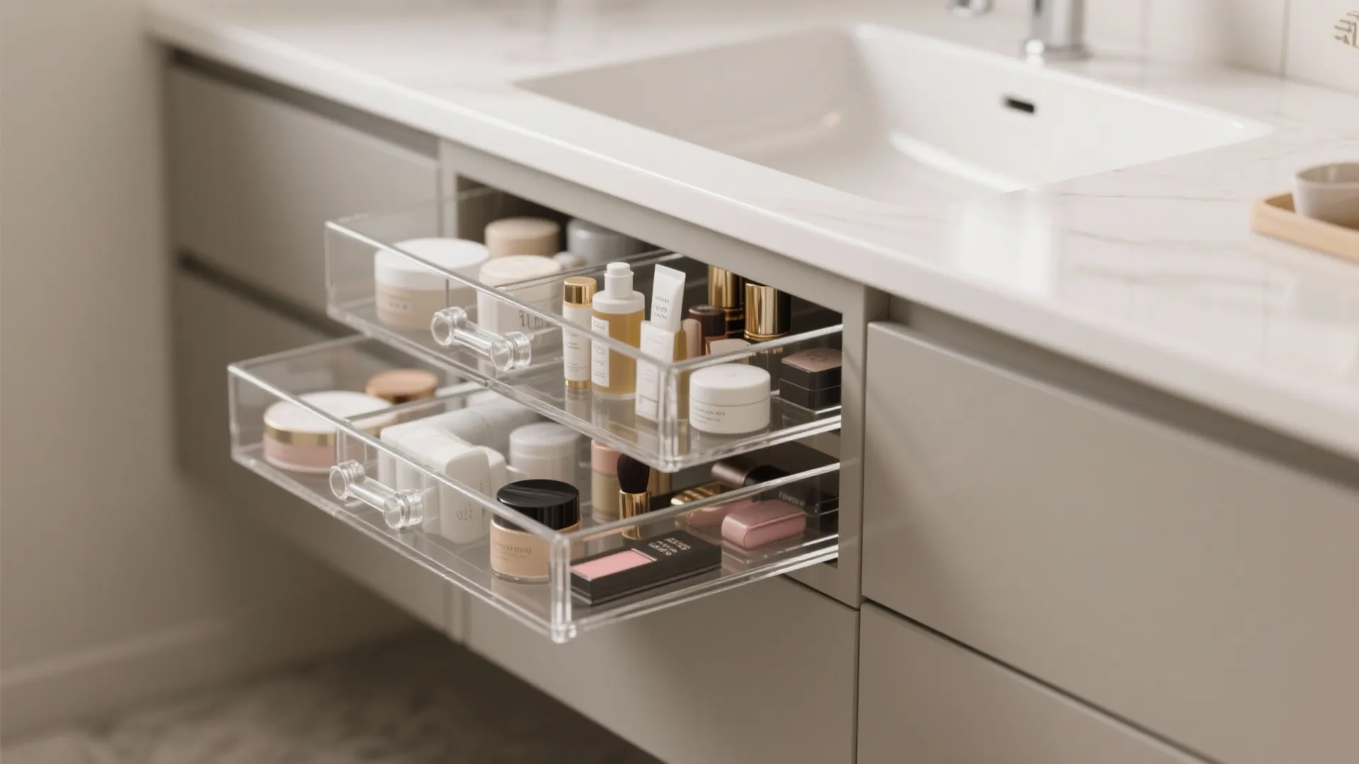 1. Stackable Clear Drawers