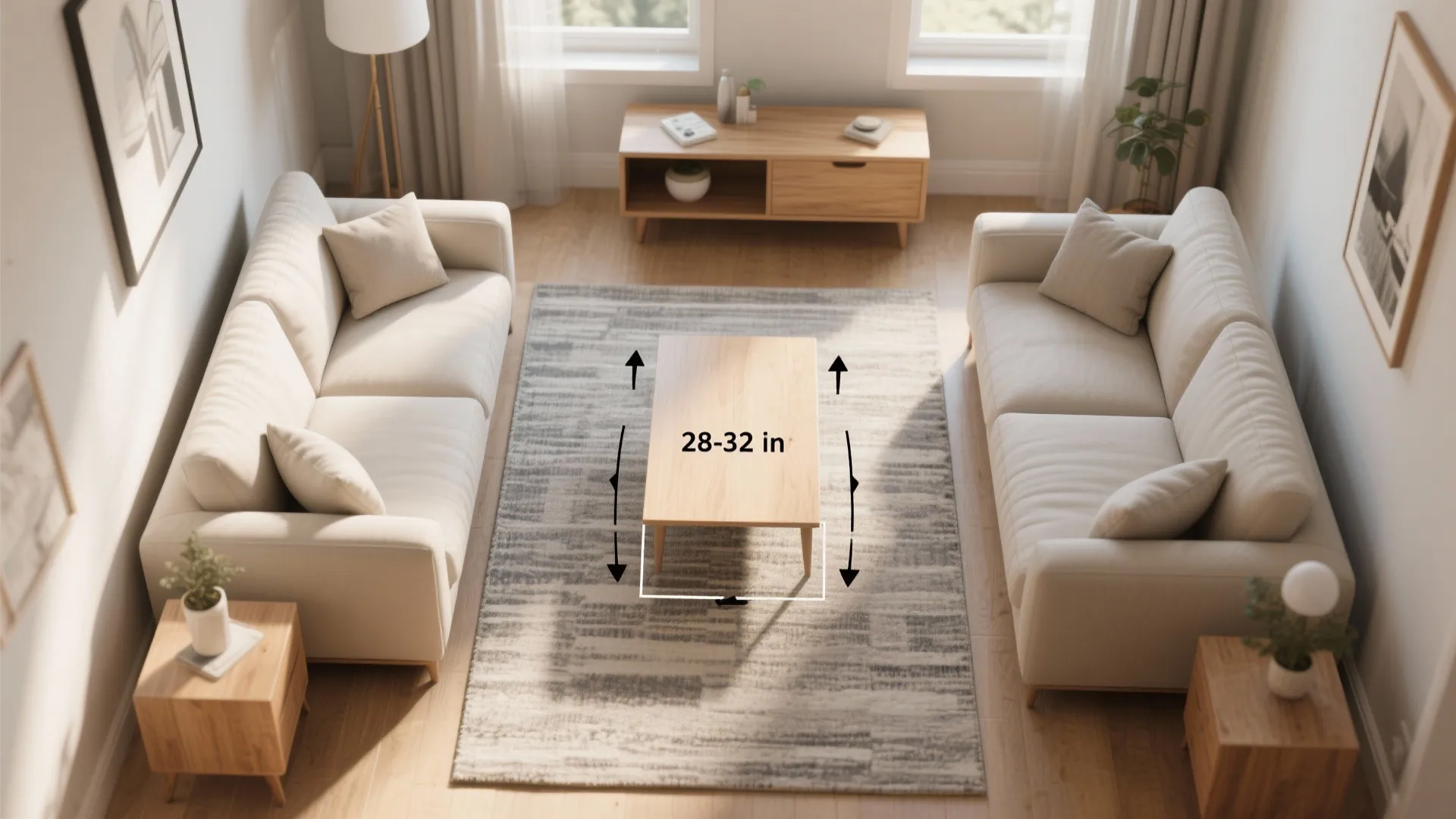 Symmetry With a Slim Coffee Table