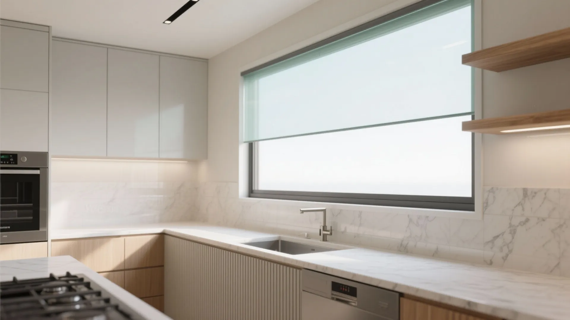 Idea 5: Clerestory Glass Strips Above Counters