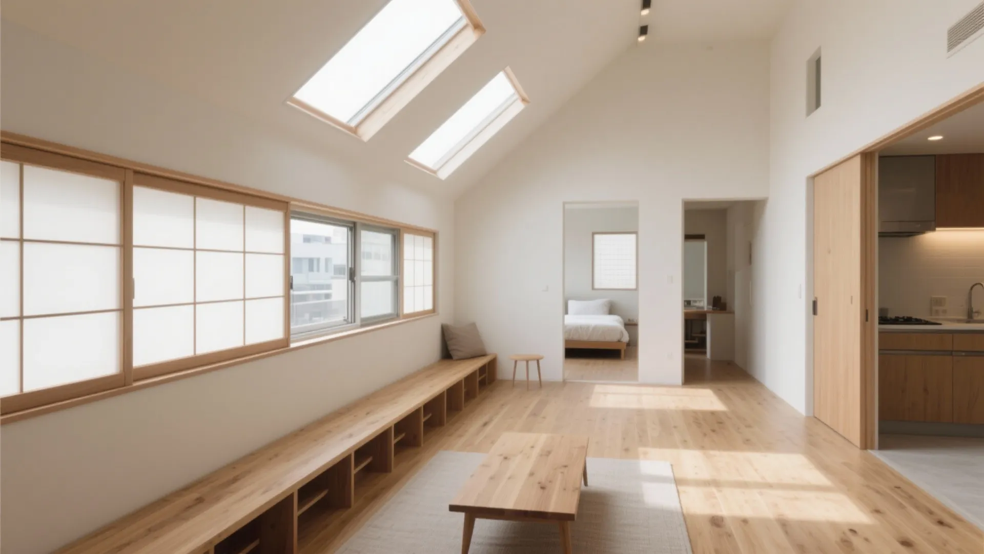 Tips 2: 高窓＋軒の出で均一な採光を確保（動線規劃と収納技巧）