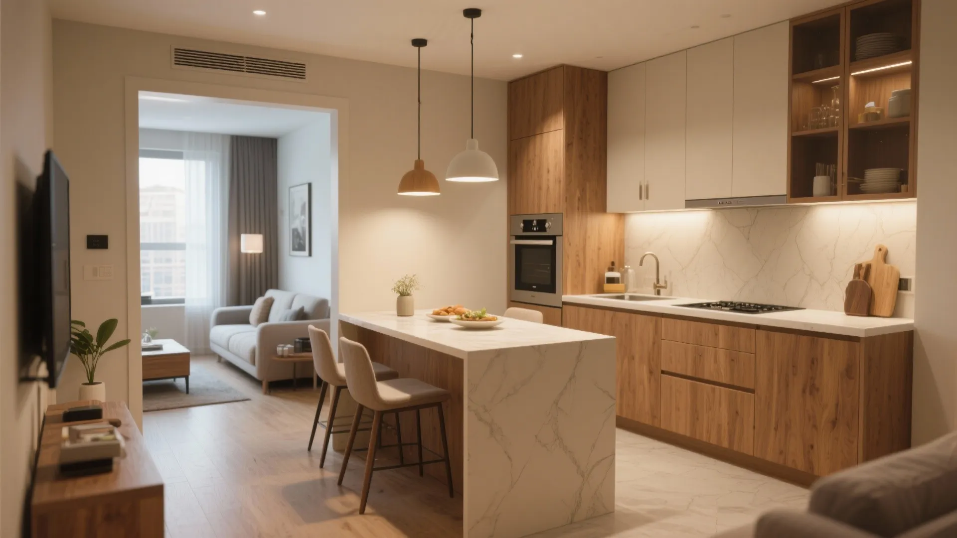 4. Clever kitchen layout for small suites