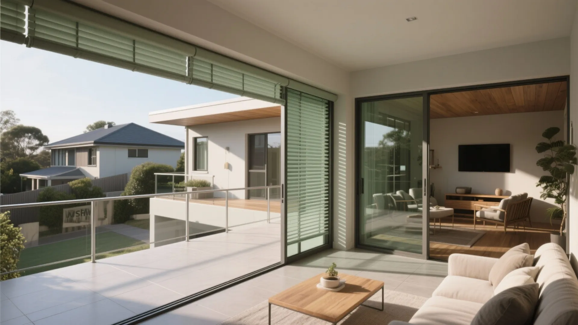 All-season rear balcony as a climate-smart buffer