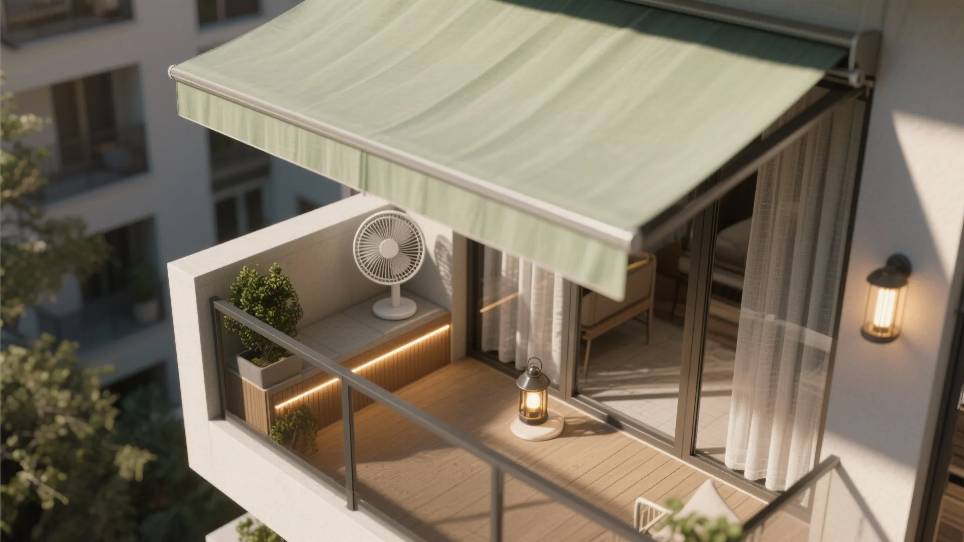 3) Microclimate control: shade, breeze, heat, and glow