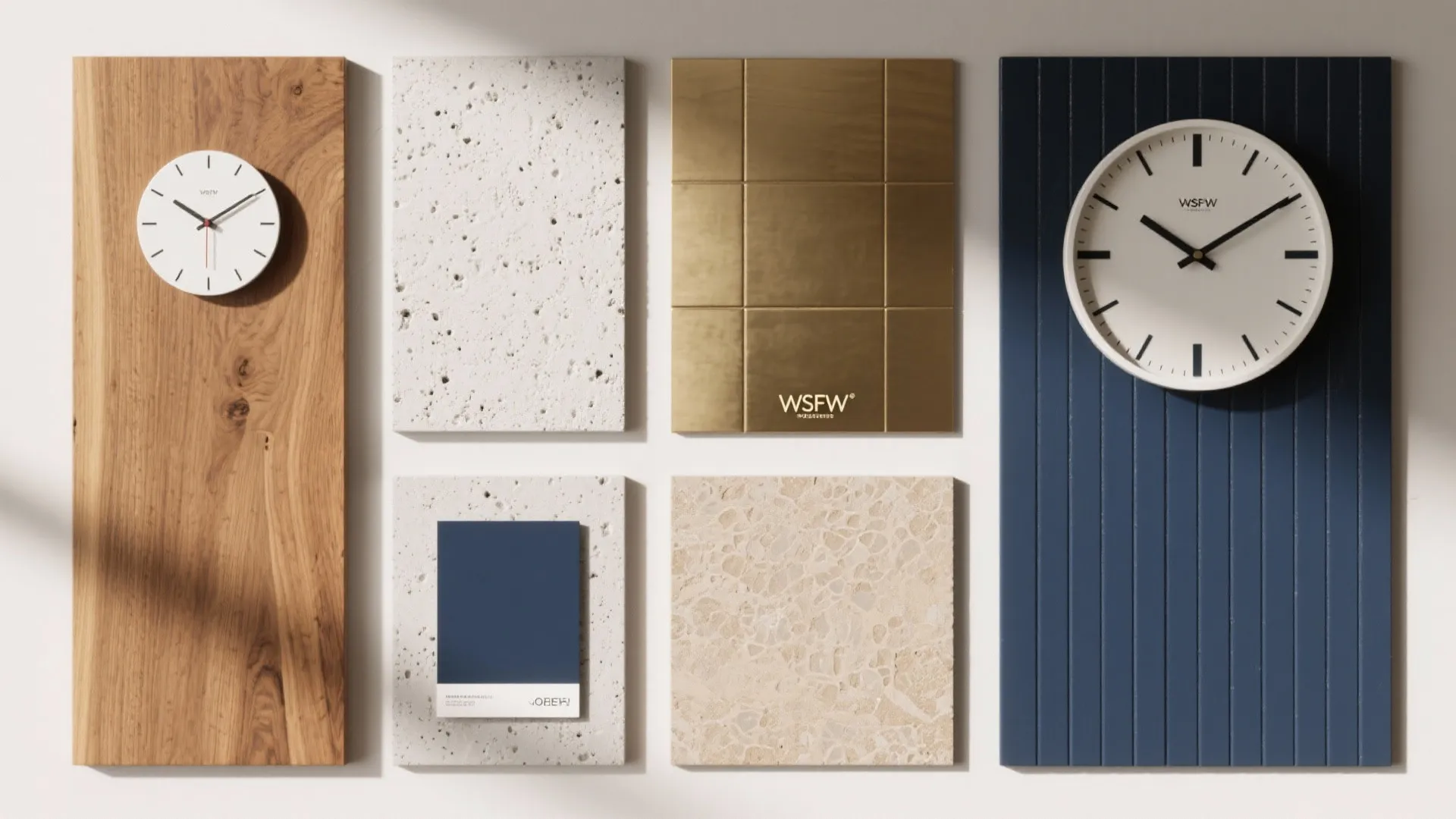 Material-driven clock feature wall