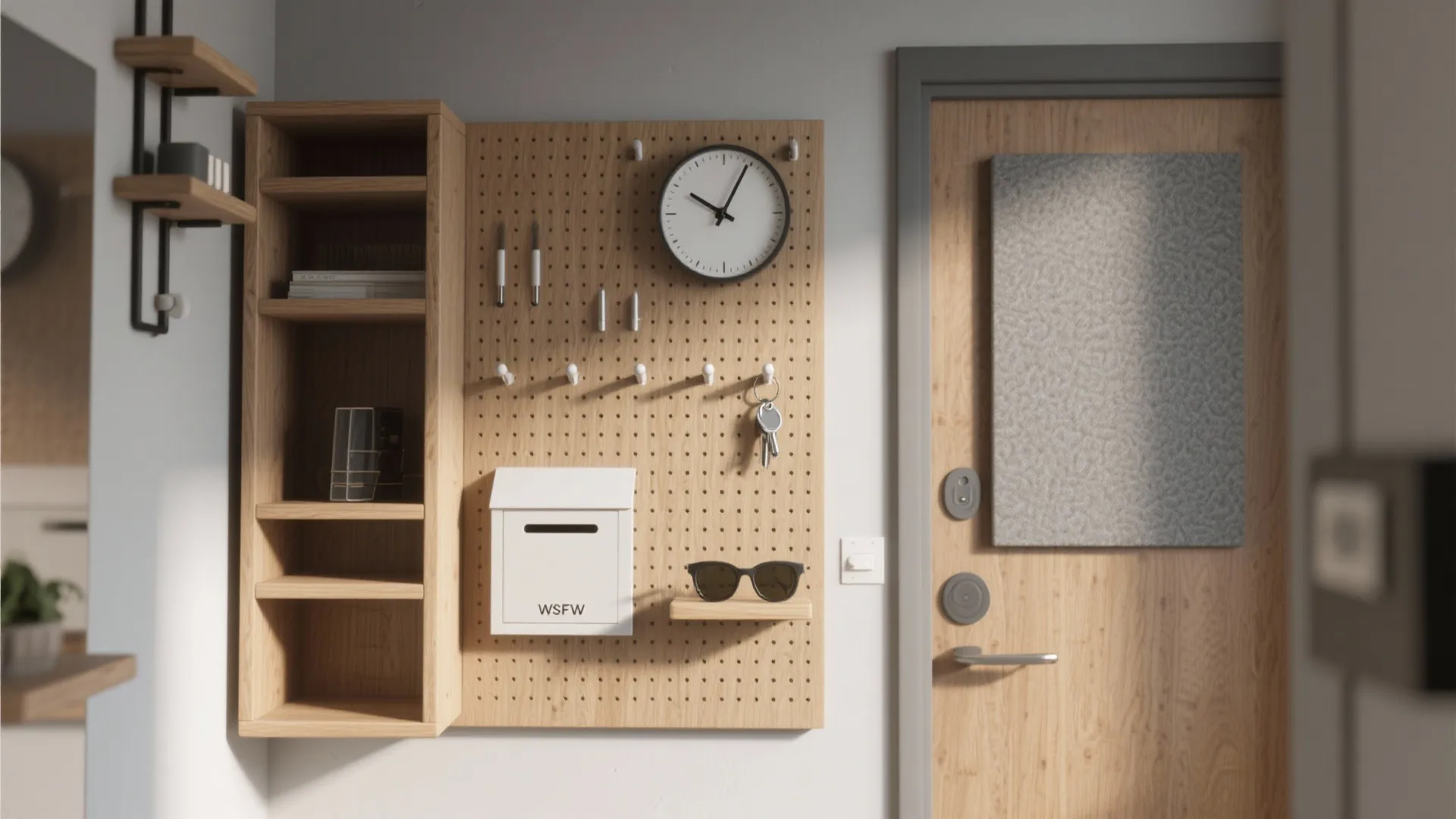 Multi-functional clock wall for small spaces