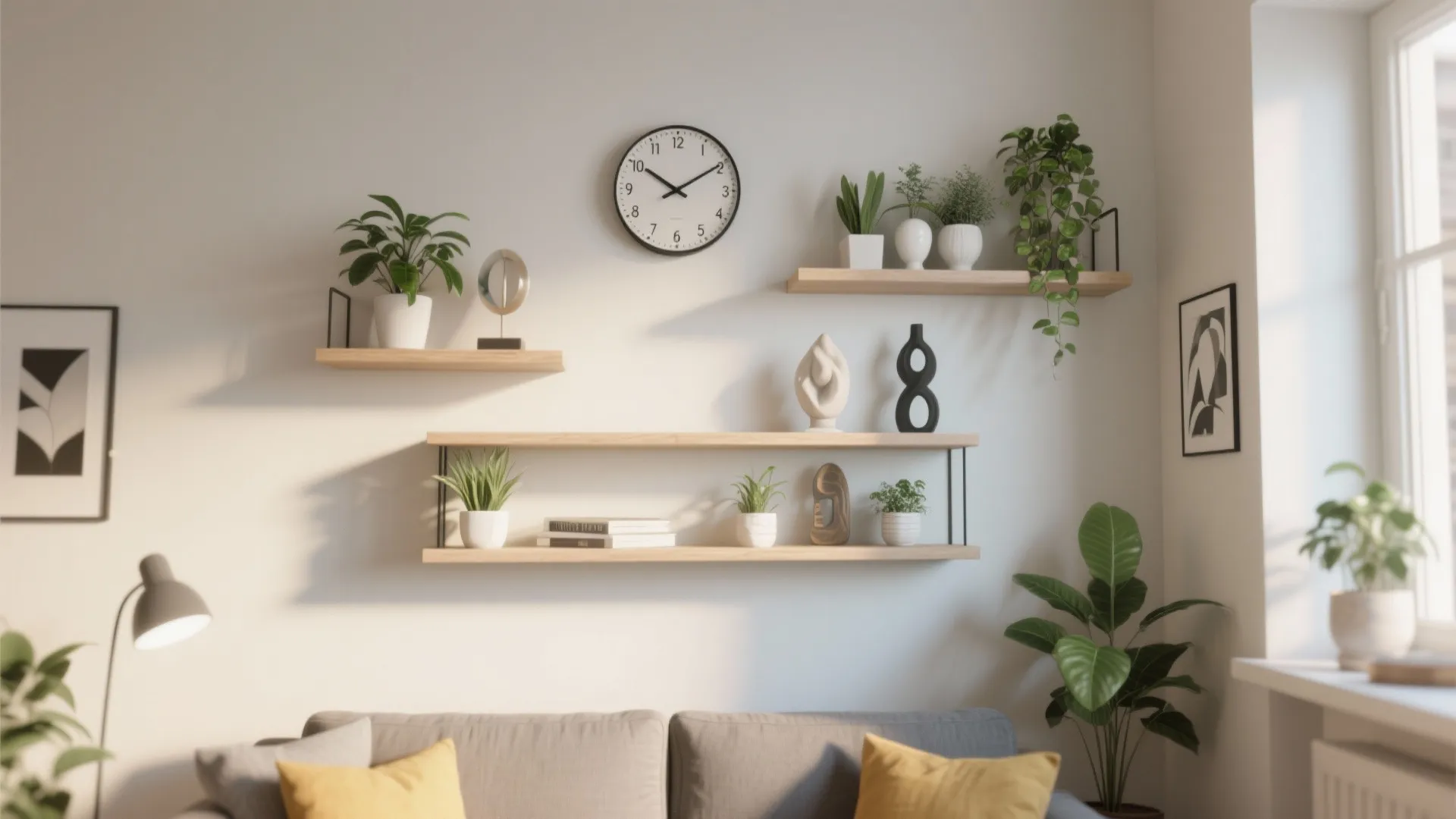 8. Wall Clock with Built-In Shelves