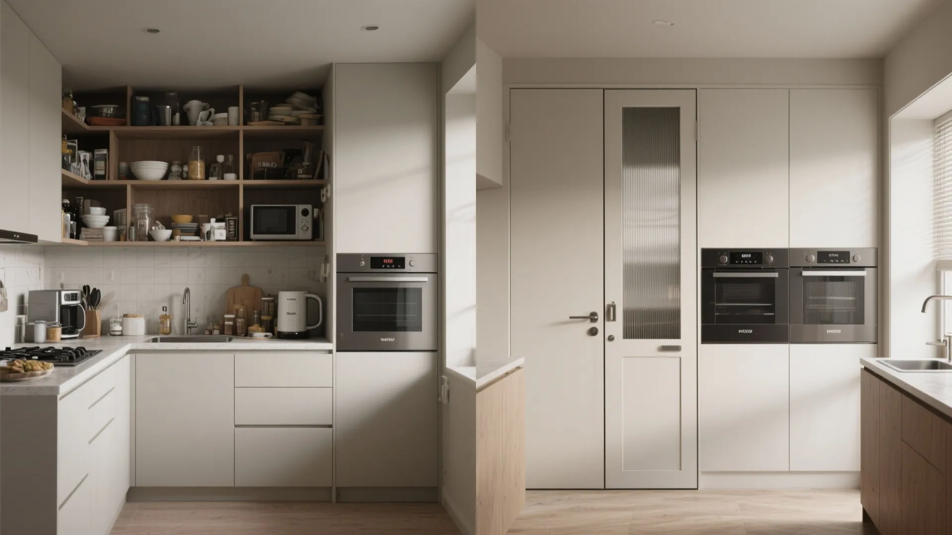 4. Concealed storage and pocket doors