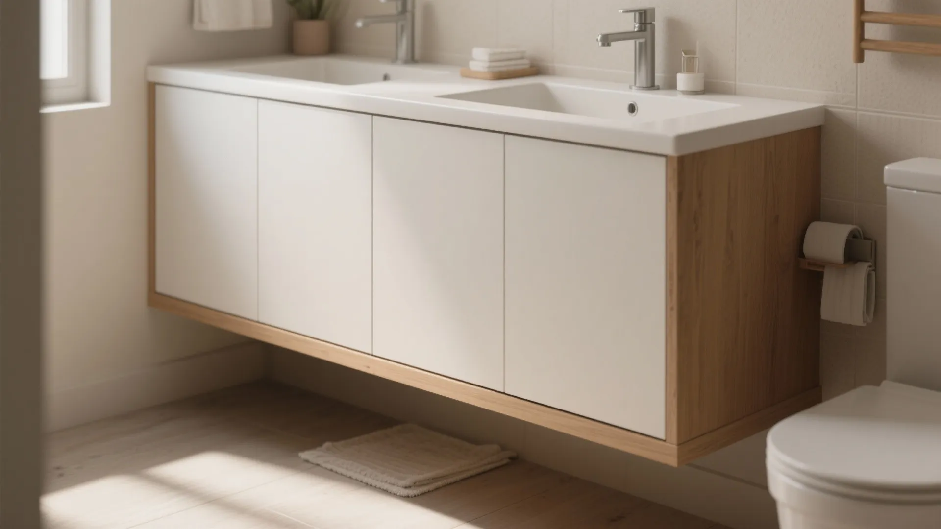 3. Install a closed vanity and raised plinth