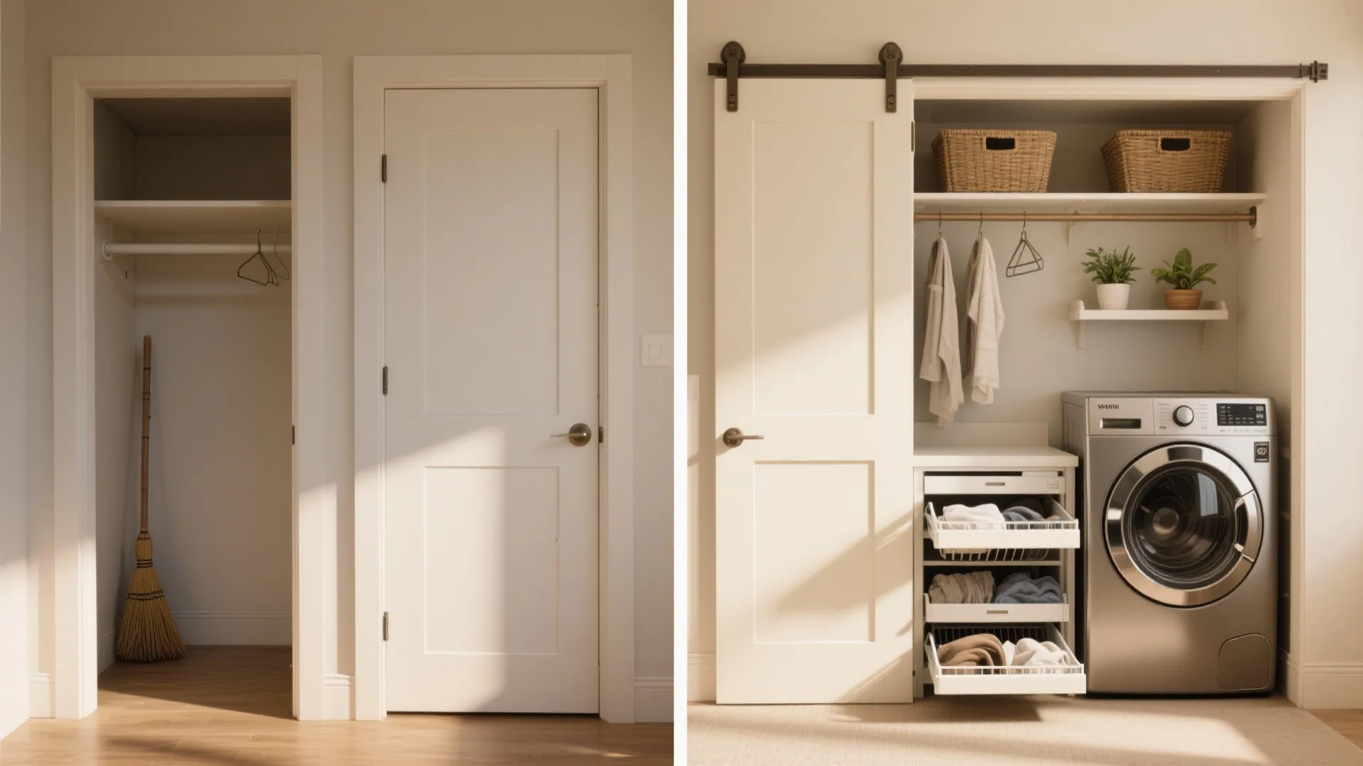 3. Convert a closet or niche into a purpose-built laundry nook