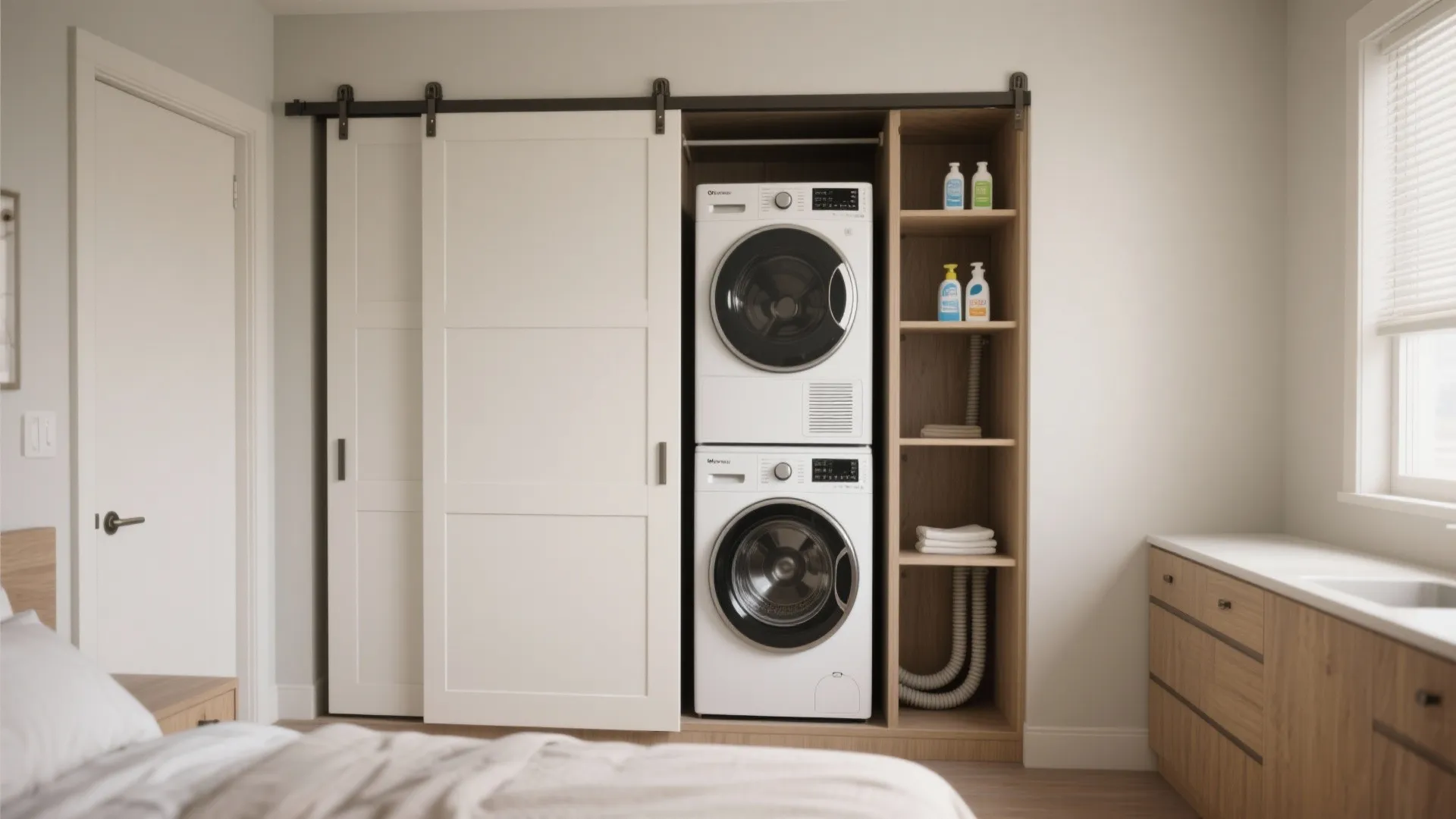 1. Closet-Conversion Stacked Laundry