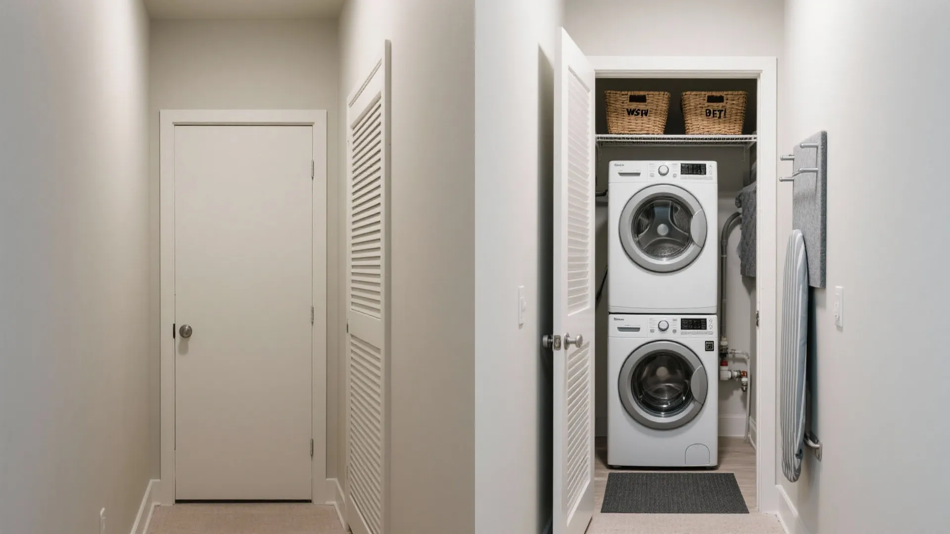 4. Closet-to-laundry conversion with clever stacking