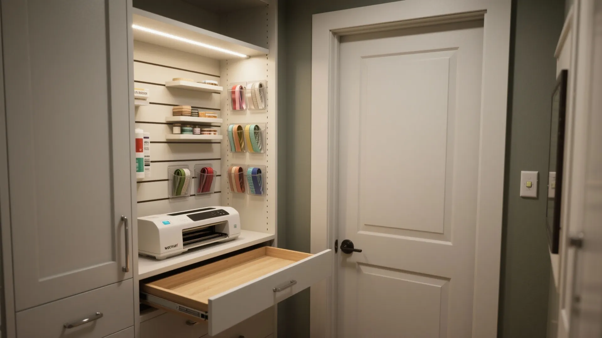 Closet-to-craft-conversion with pocket storage