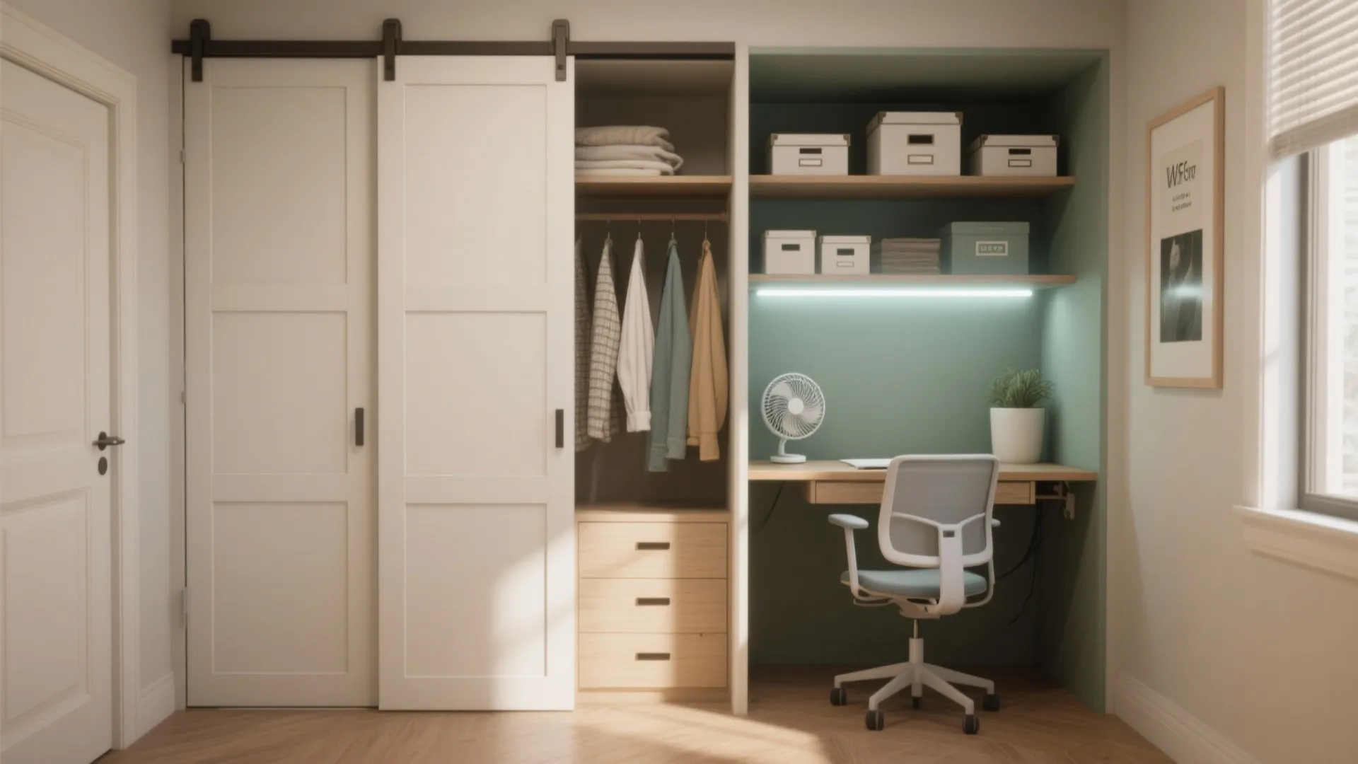 Closet-to-office (micro office conversion)