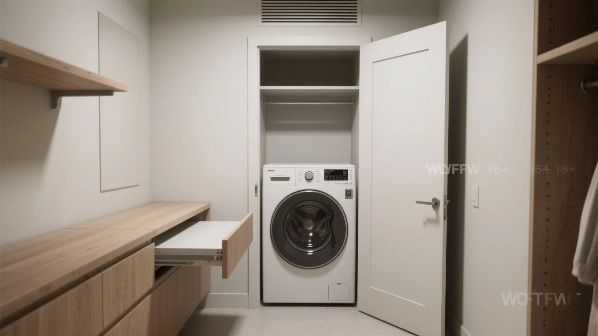 2. Closet-style laundry with pocket door