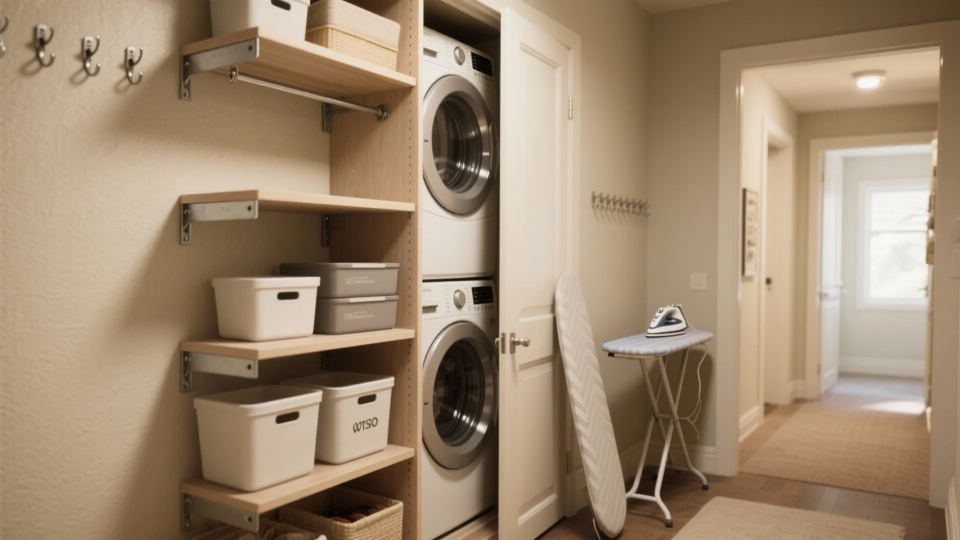 2. Build a laundry closet with removable shelving