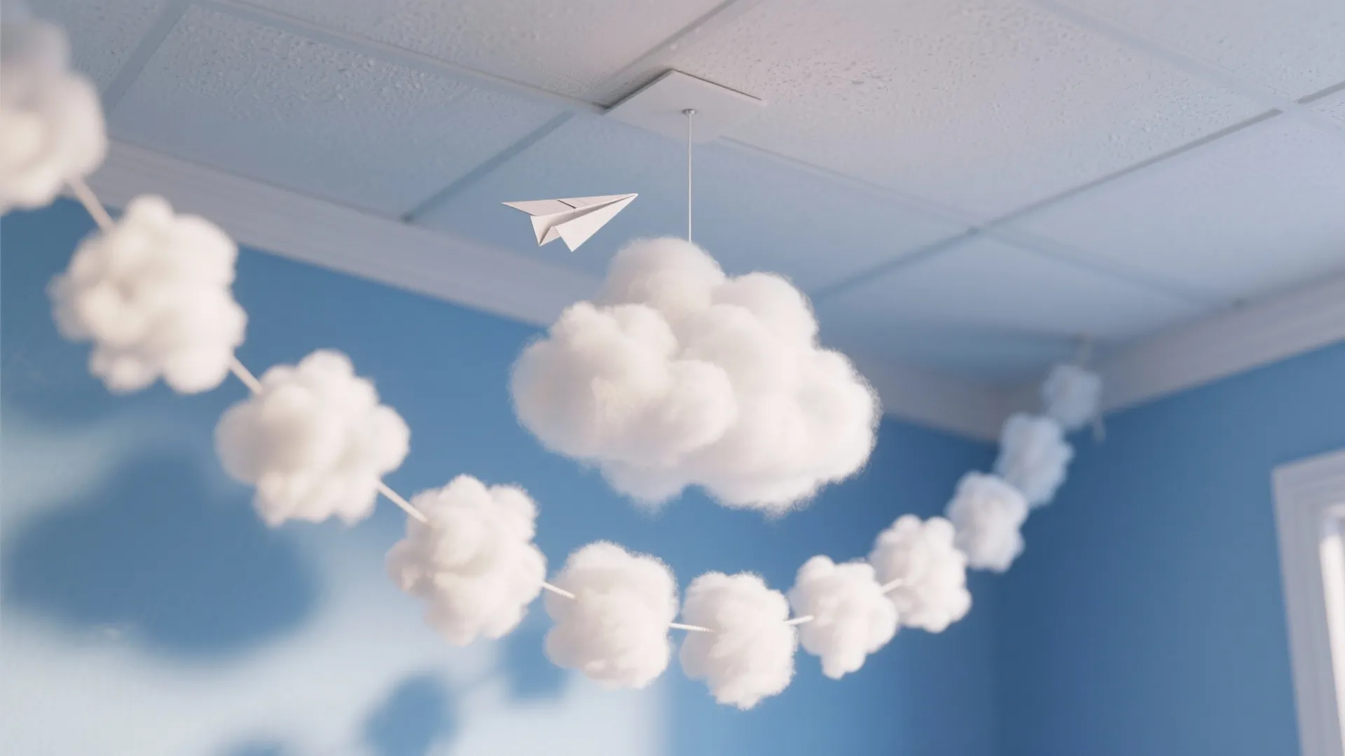 Sky-Themed Ceiling & High Shelf Styling