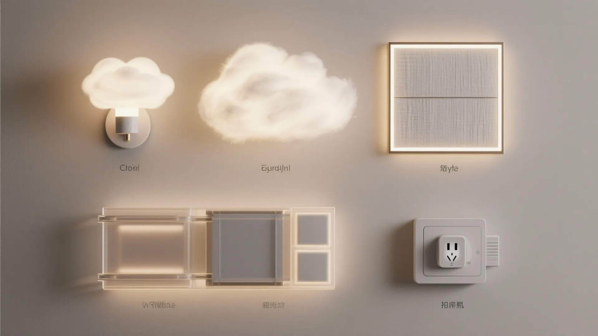 Collection of different smart wall light fixtures including a cloud shape and a square design