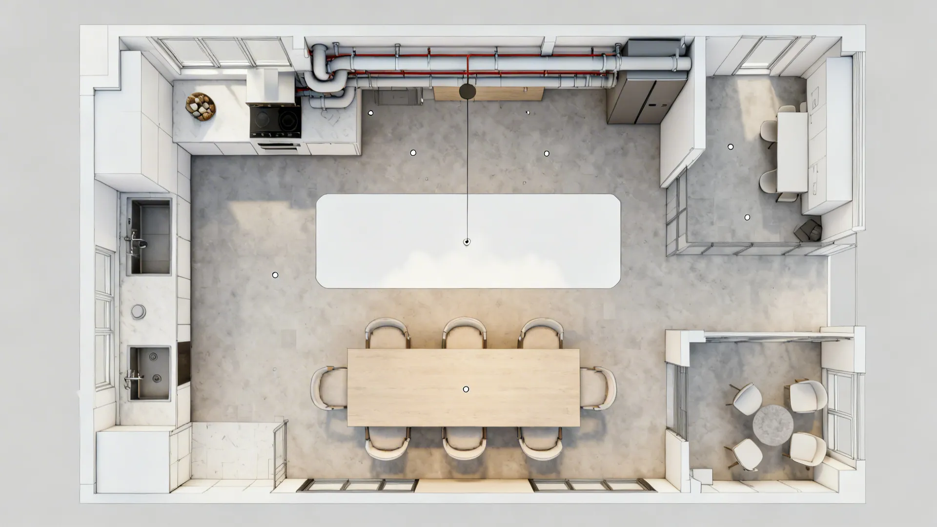 2) Floating “Cloud” Panel Over the Dining Table